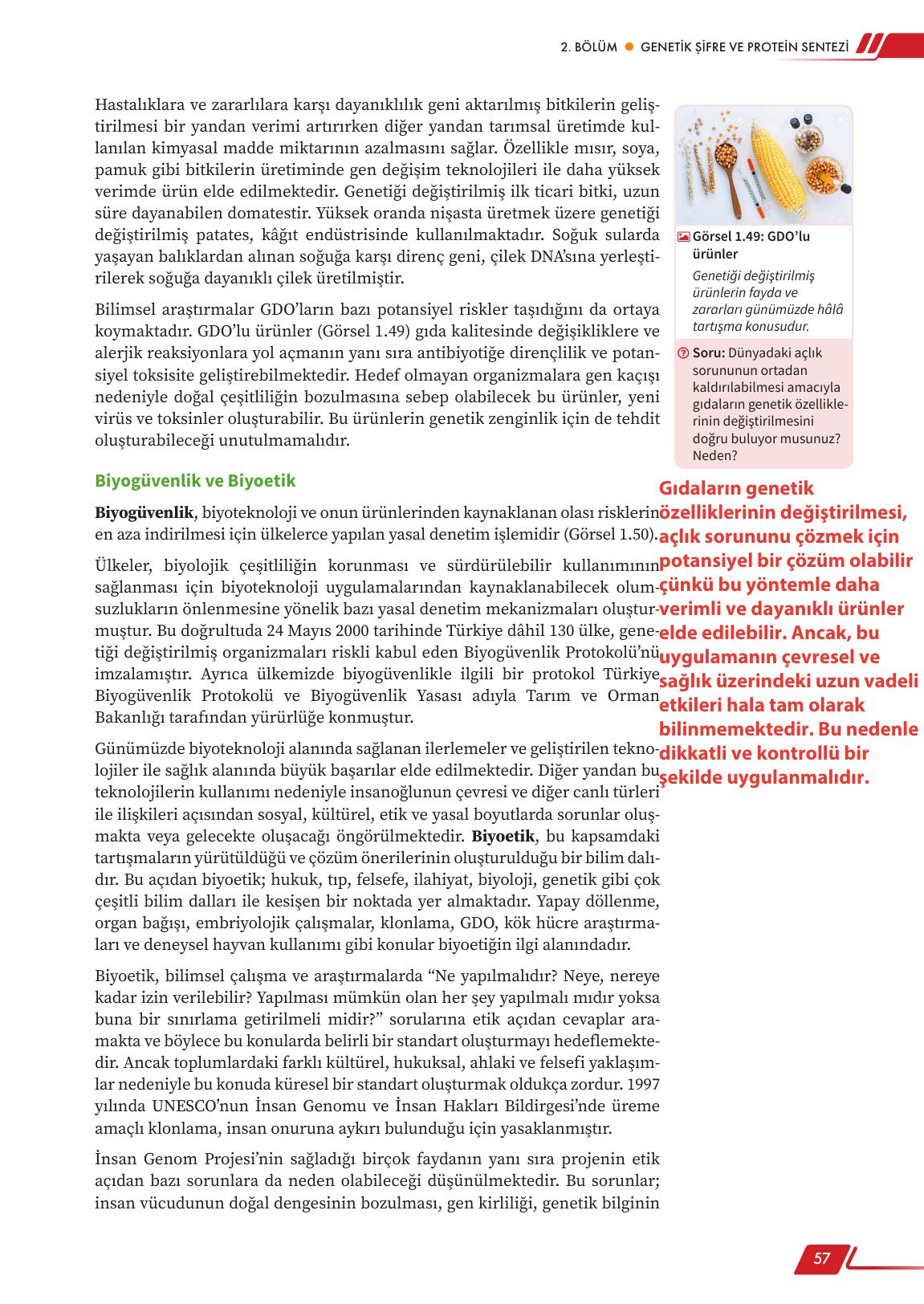 12. Sınıf Meb Yayınları Fen Lisesi Biyoloji Ders Kitabı Sayfa 57 Cevapları