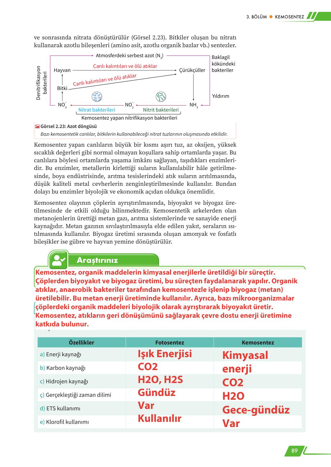 12. Sınıf Meb Yayınları Fen Lisesi Biyoloji Ders Kitabı Sayfa 89 Cevapları