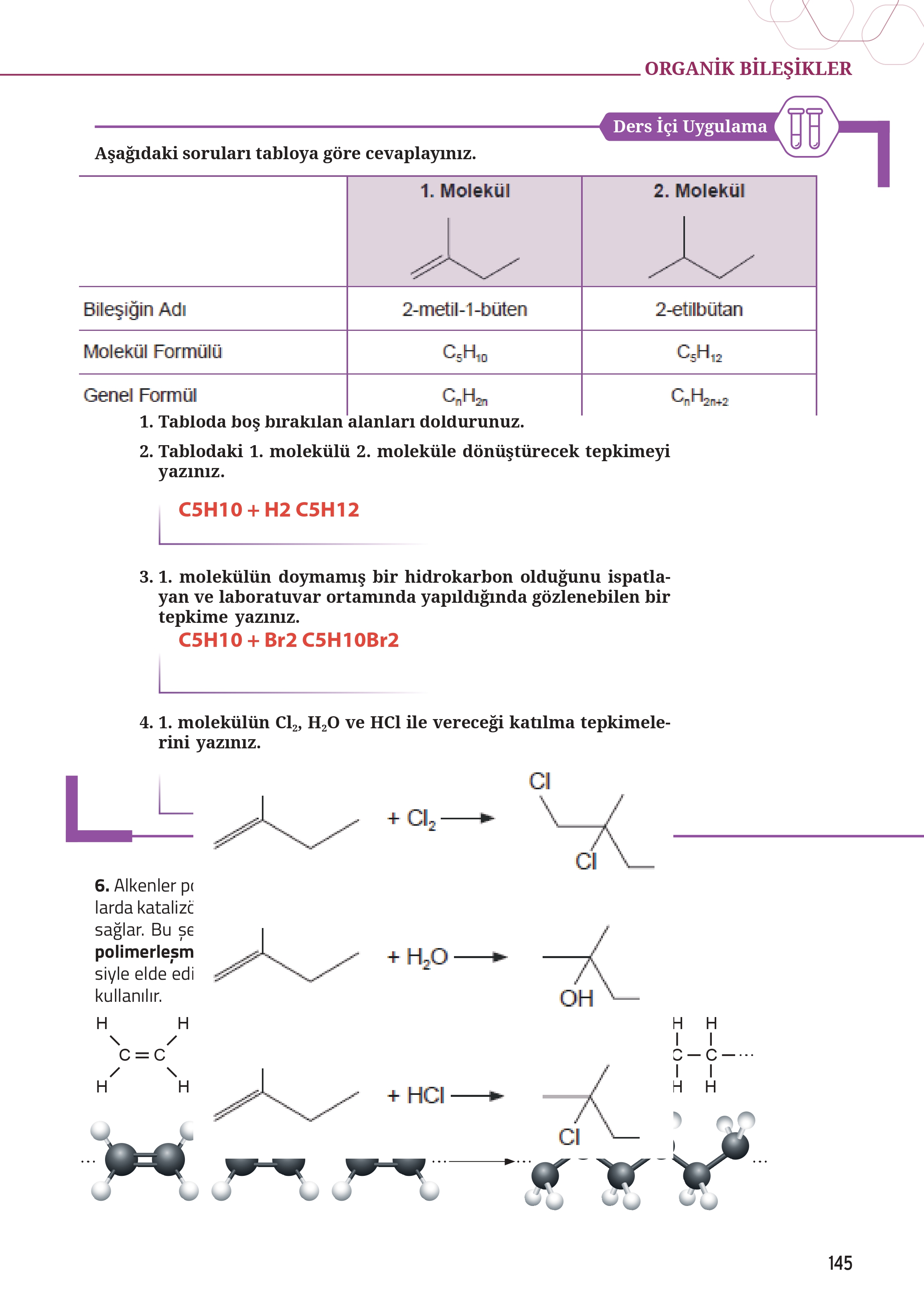 12. Sınıf Meb Yayınları Fen Lisesi Kimya Ders Kitabı Sayfa 145 Cevapları 12. Sınıf Meb Yayınları Fen Lisesi Kimya Ders Kitabı Sayfa 145 Cevapları