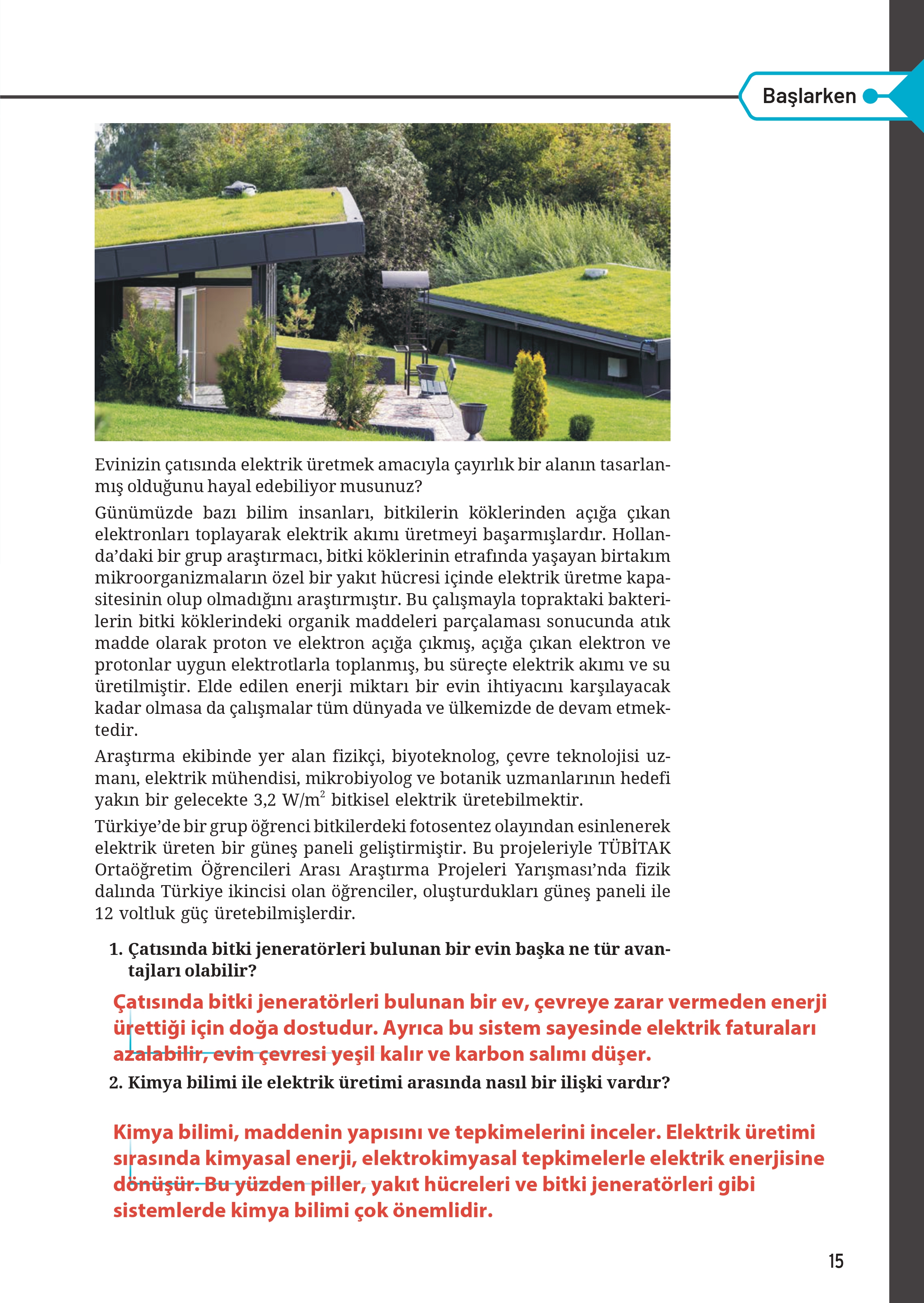 12. Sınıf Meb Yayınları Fen Lisesi Kimya Ders Kitabı Sayfa 15 Cevapları