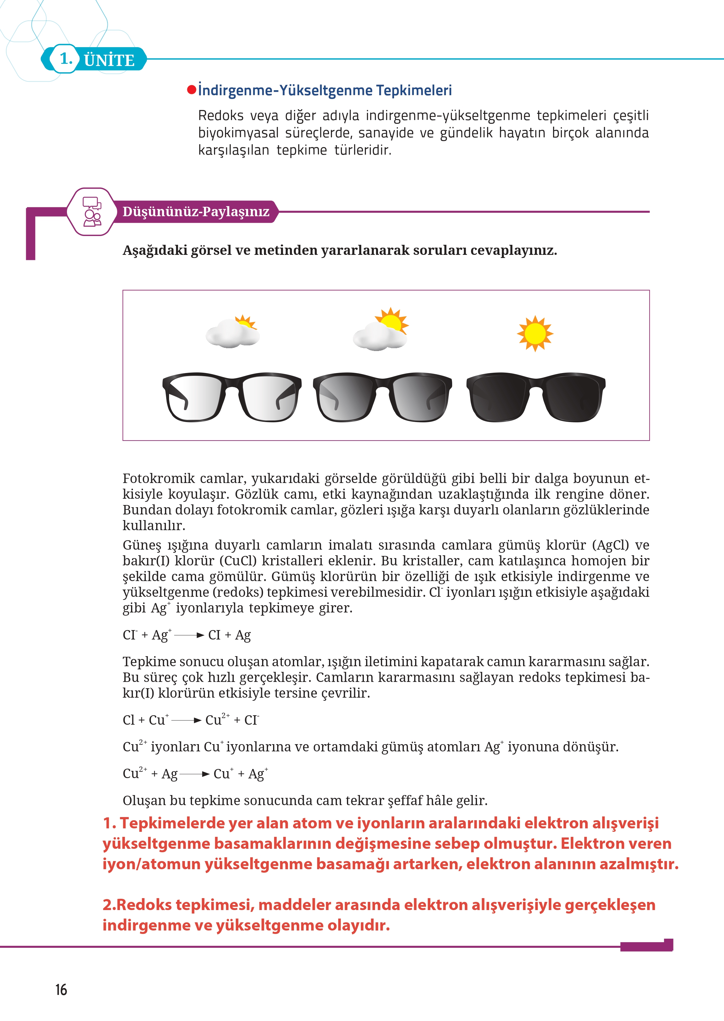 12. Sınıf Meb Yayınları Fen Lisesi Kimya Ders Kitabı Sayfa 16 Cevapları