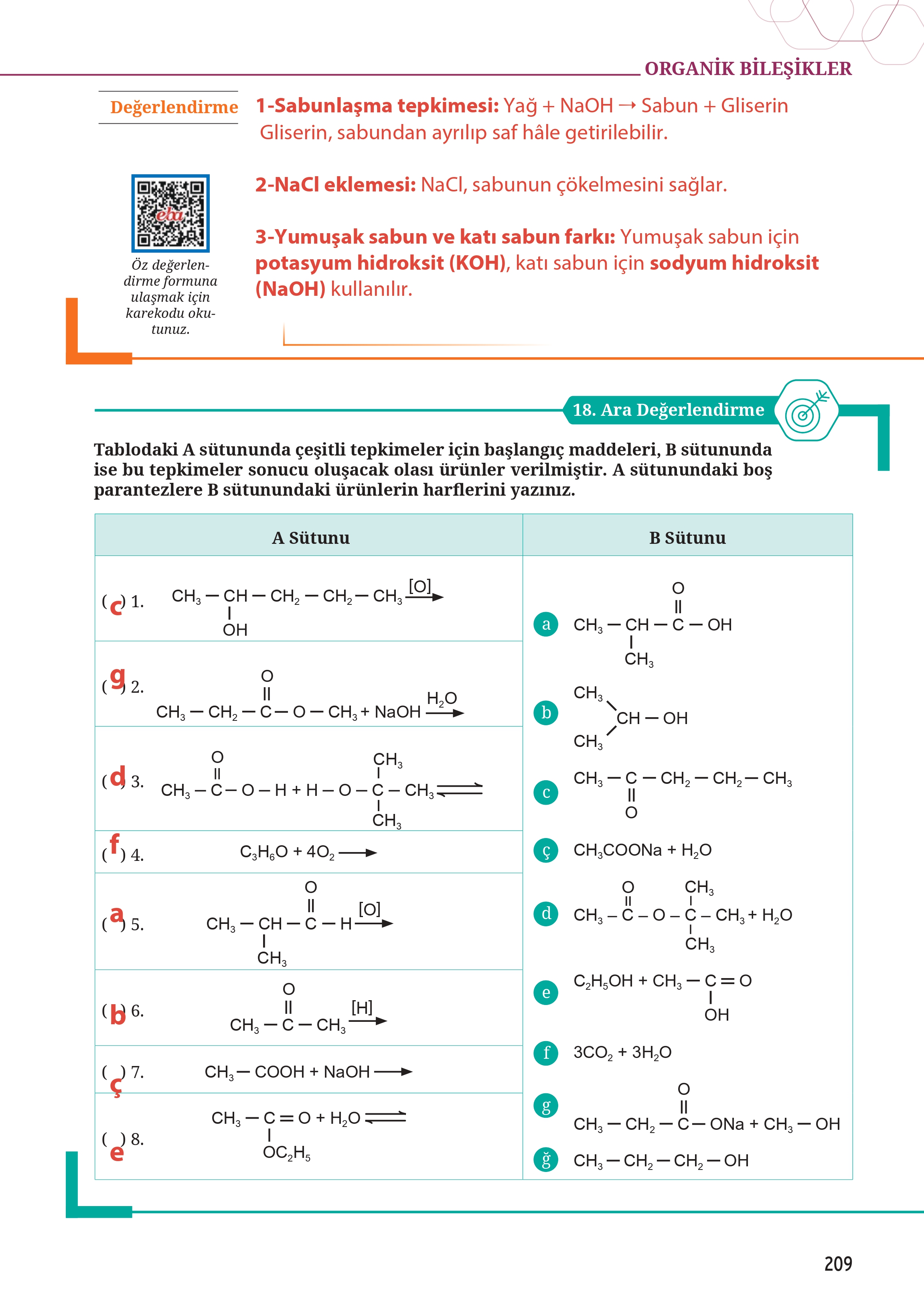 12. Sınıf Meb Yayınları Fen Lisesi Kimya Ders Kitabı Sayfa 209 Cevapları