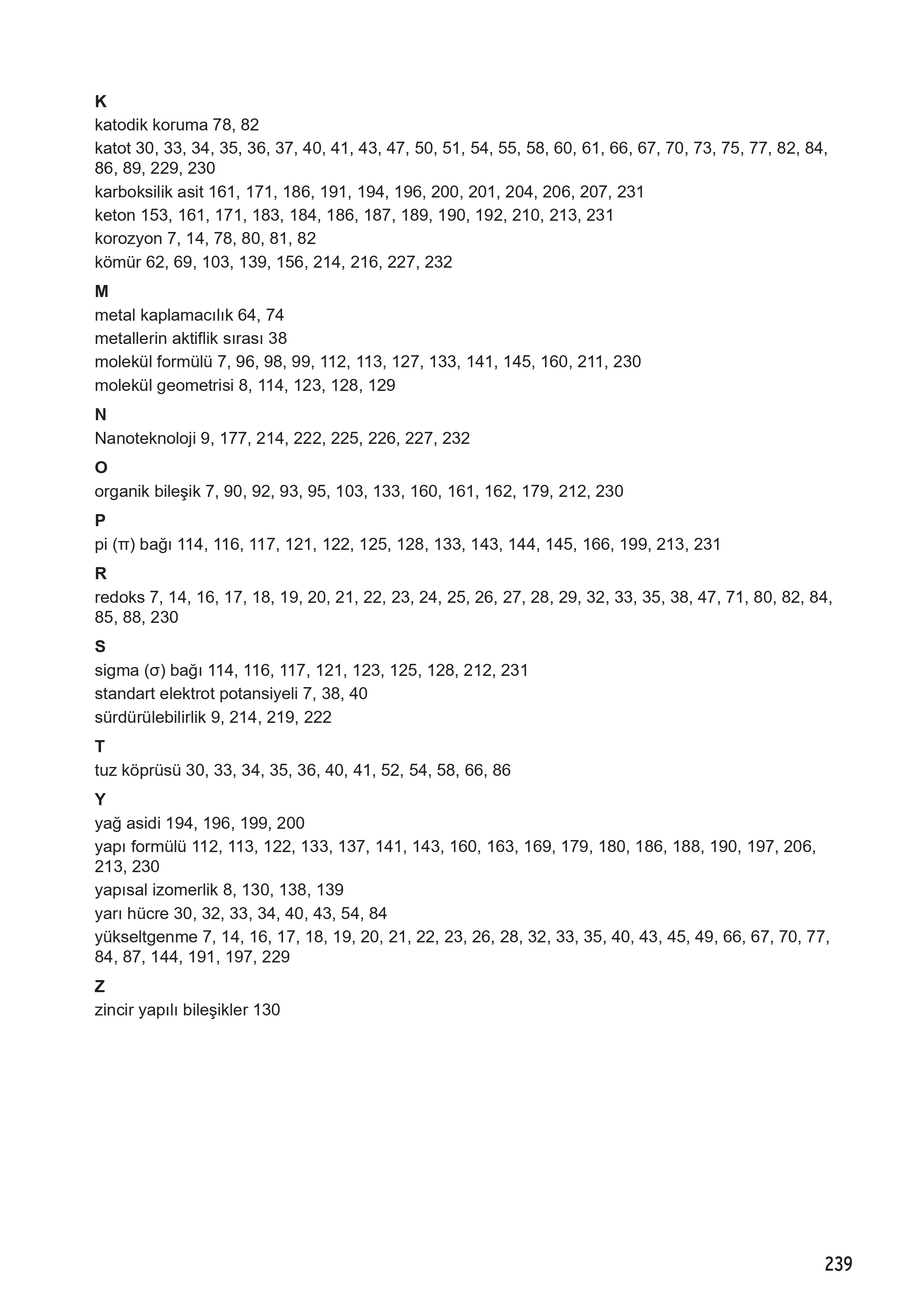 12. Sınıf Meb Yayınları Fen Lisesi Kimya Ders Kitabı Sayfa 239 Cevapları
