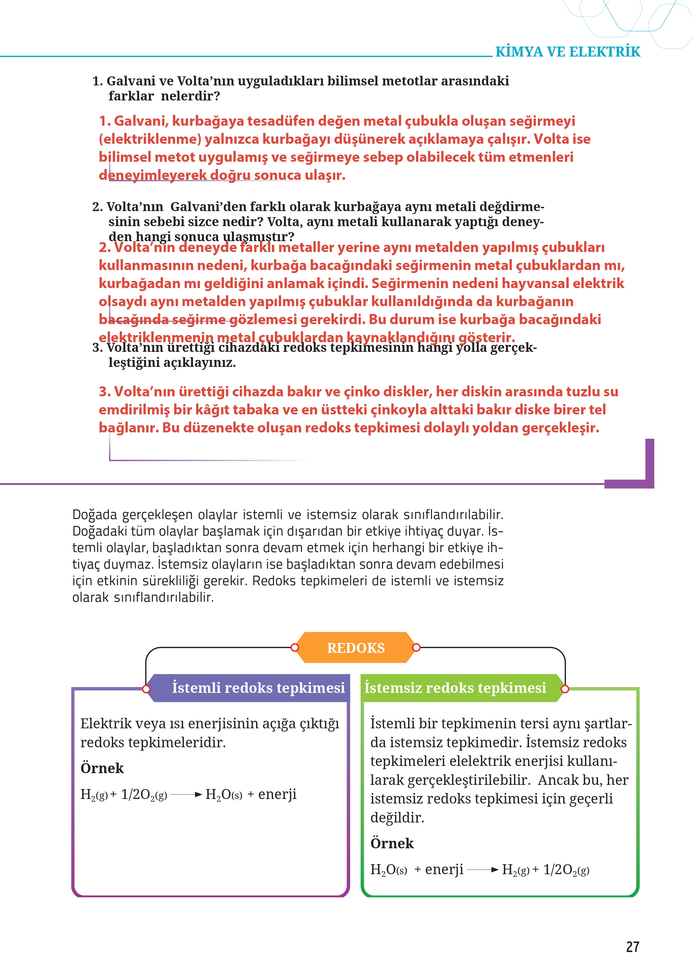 12. Sınıf Meb Yayınları Fen Lisesi Kimya Ders Kitabı Sayfa 27 Cevapları
