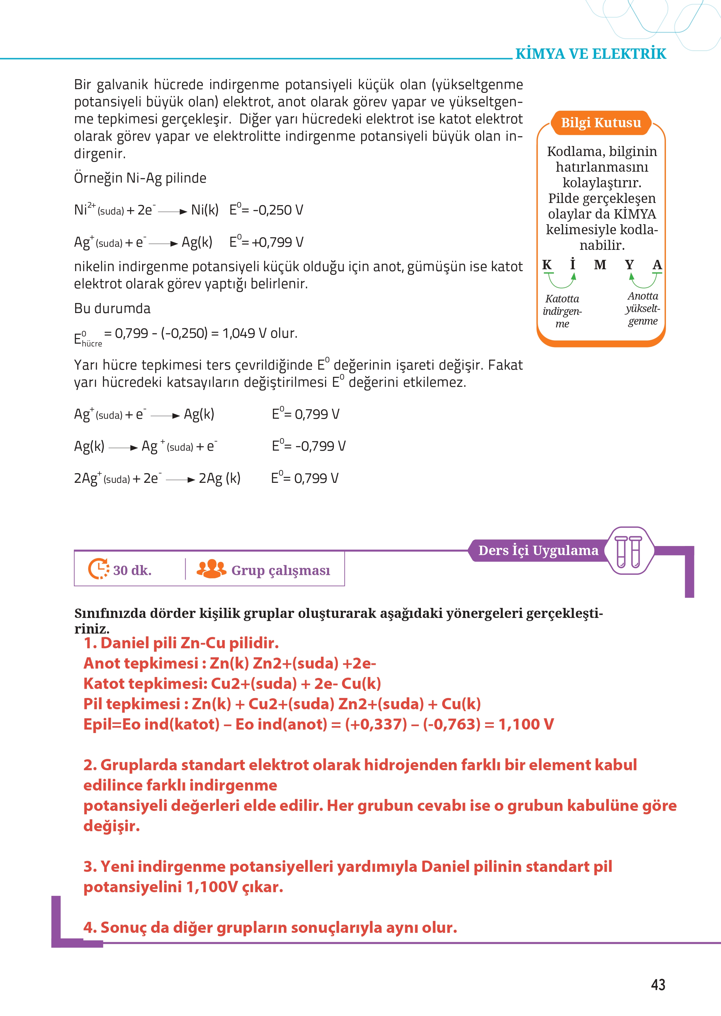 12. Sınıf Meb Yayınları Fen Lisesi Kimya Ders Kitabı Sayfa 43 Cevapları