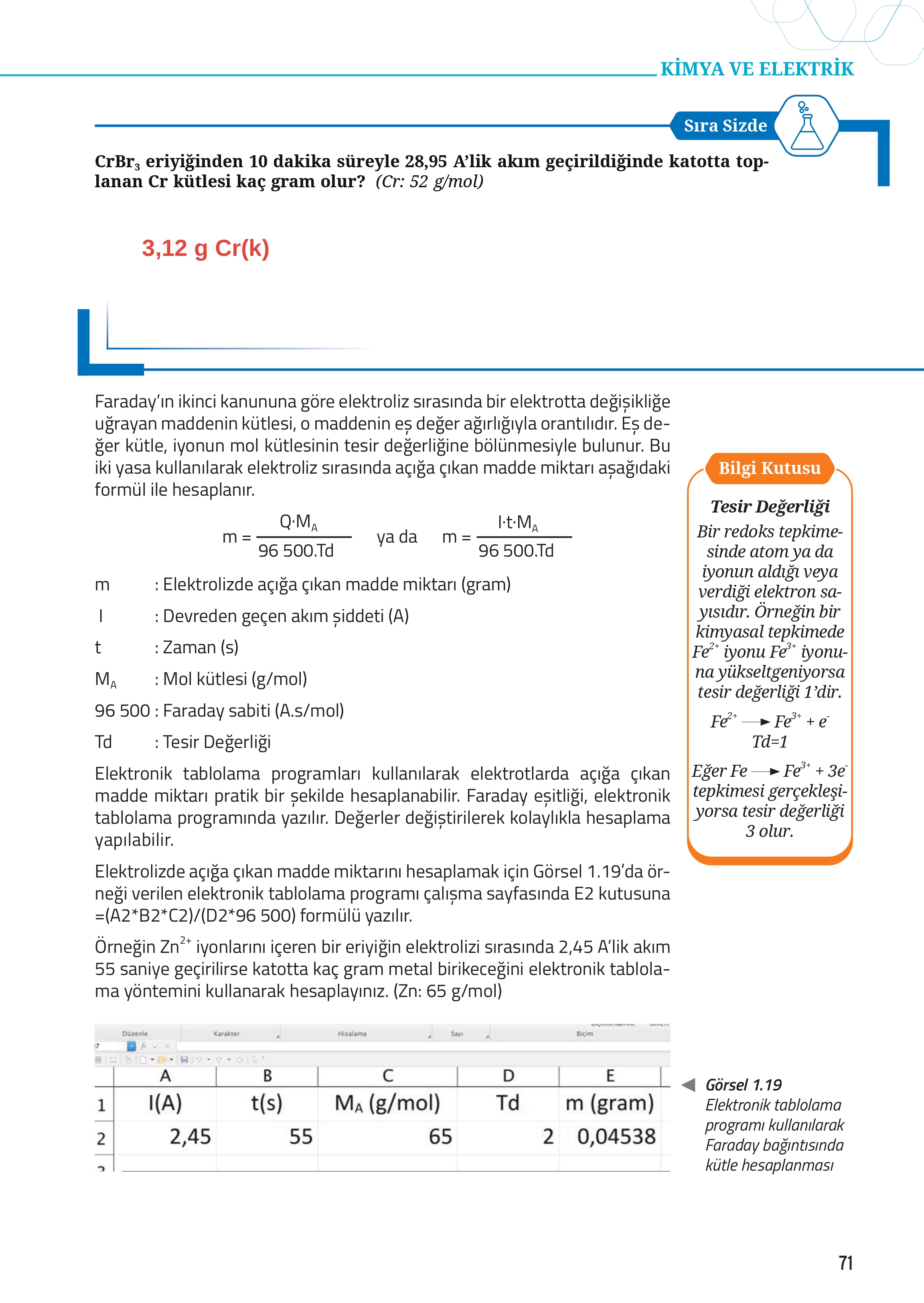 12. Sınıf Meb Yayınları Fen Lisesi Kimya Ders Kitabı Sayfa 71 Cevapları