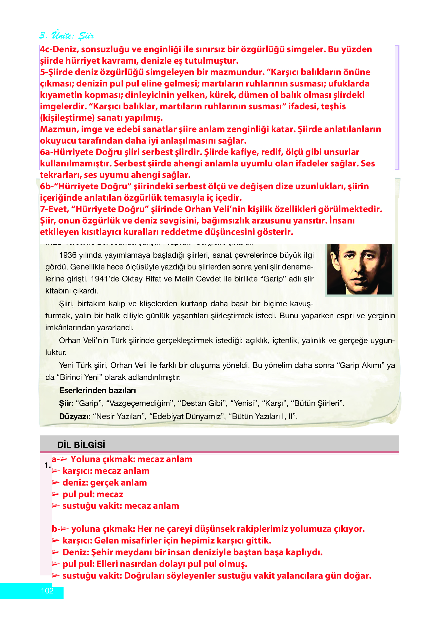 12. Sınıf Melis Yayınları Türk Dili Ve Edebiyatı Ders Kitabı Sayfa 102 Cevapları 12. Sınıf Melis Yayınları Türk Dili Ve Edebiyatı Ders Kitabı Sayfa 102 Cevapları