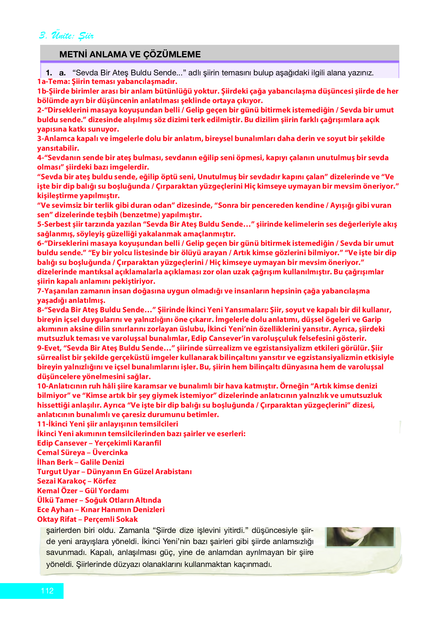 12. Sınıf Melis Yayınları Türk Dili Ve Edebiyatı Ders Kitabı Sayfa 112 Cevapları 12. Sınıf Melis Yayınları Türk Dili Ve Edebiyatı Ders Kitabı Sayfa 112 Cevapları