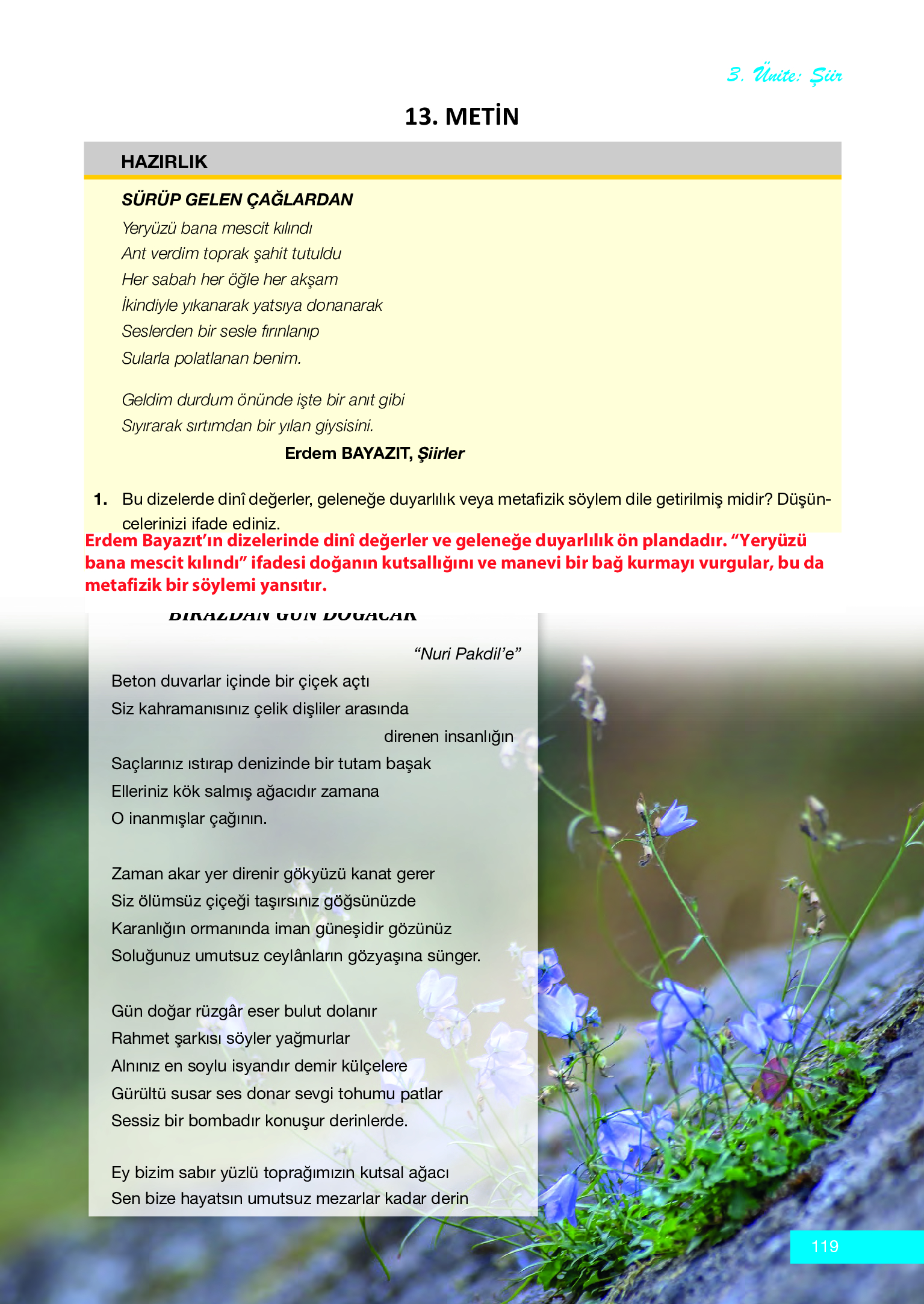 12. Sınıf Melis Yayınları Türk Dili Ve Edebiyatı Ders Kitabı Sayfa 119 Cevapları