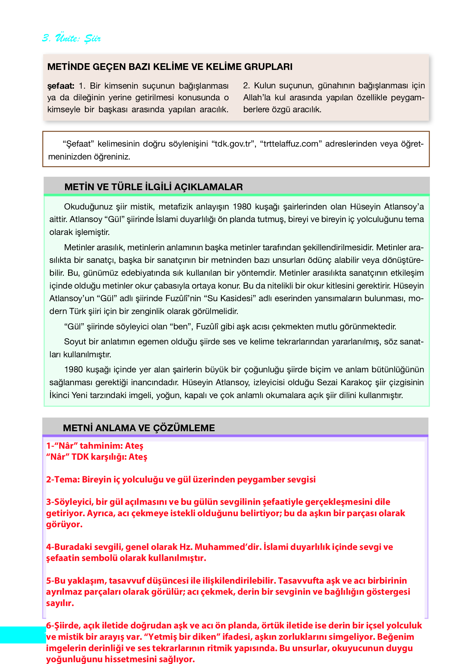12. Sınıf Melis Yayınları Türk Dili Ve Edebiyatı Ders Kitabı Sayfa 130 Cevapları