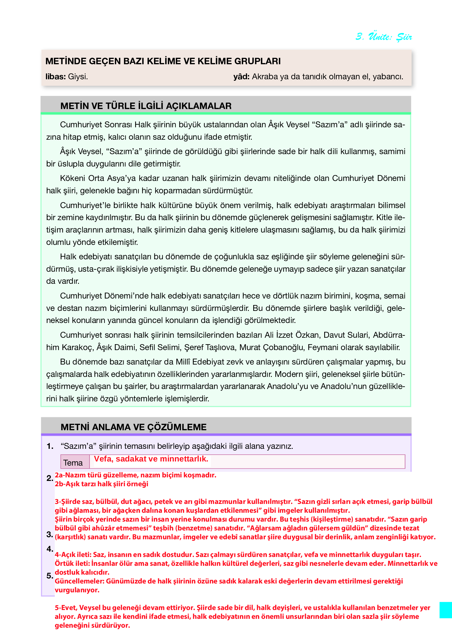 12. Sınıf Melis Yayınları Türk Dili Ve Edebiyatı Ders Kitabı Sayfa 133 Cevapları