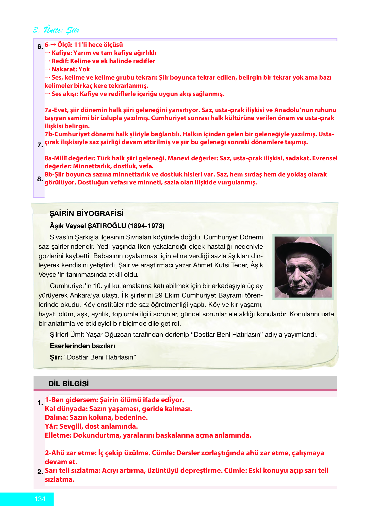 12. Sınıf Melis Yayınları Türk Dili Ve Edebiyatı Ders Kitabı Sayfa 134 Cevapları