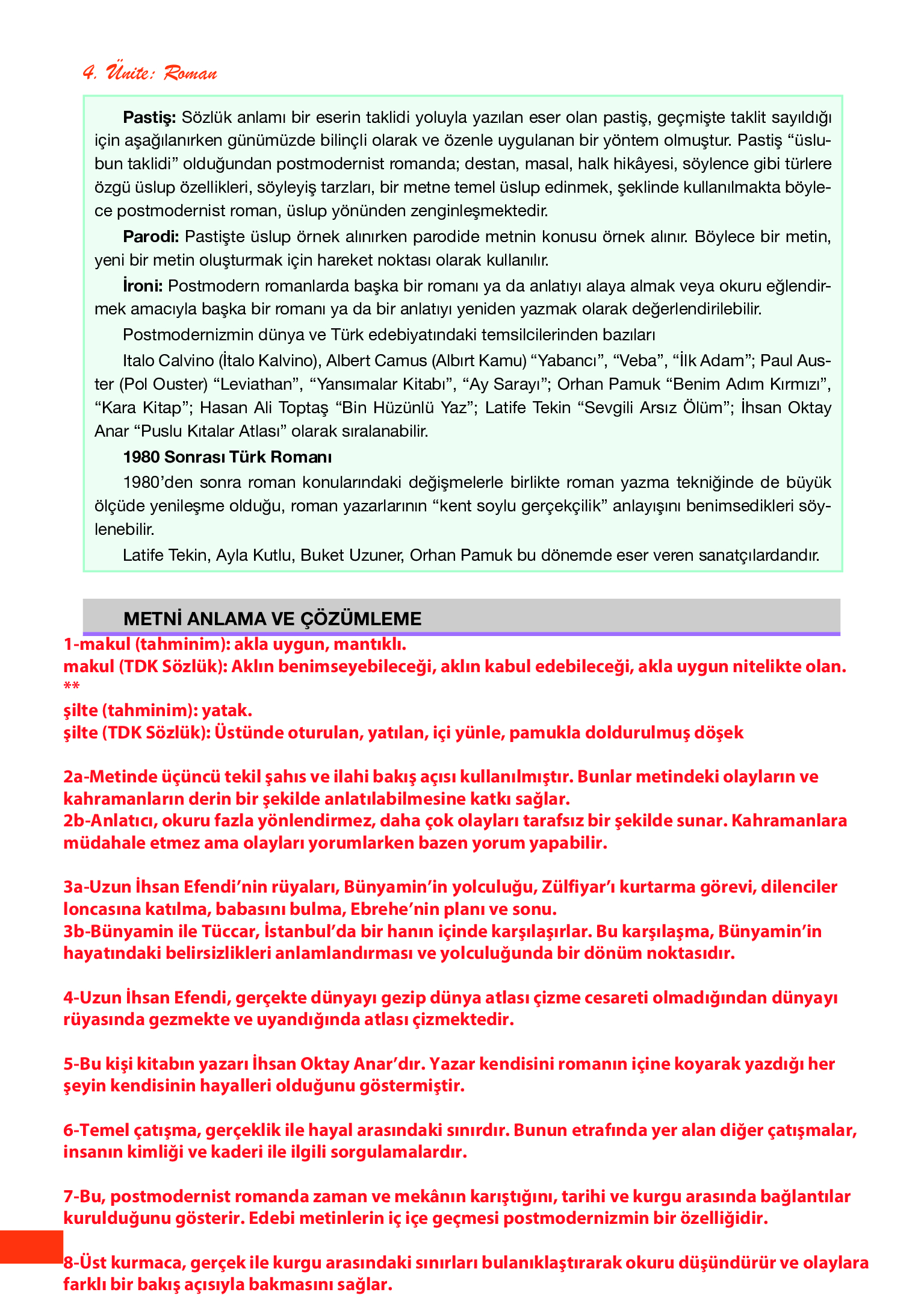 12. Sınıf Melis Yayınları Türk Dili Ve Edebiyatı Ders Kitabı Sayfa 174 Cevapları