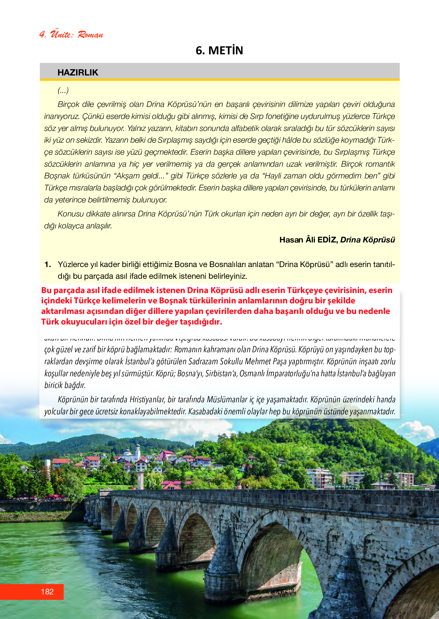 12. Sınıf Melis Yayınları Türk Dili Ve Edebiyatı Ders Kitabı Sayfa 182 Cevapları