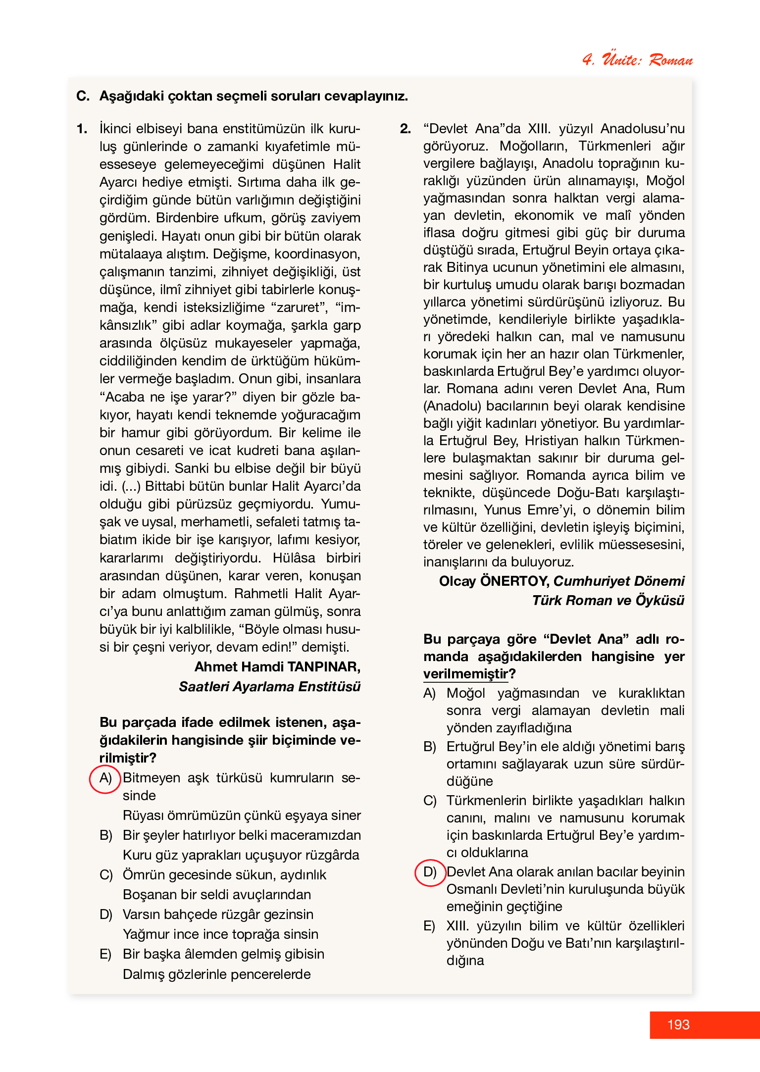 12. Sınıf Melis Yayınları Türk Dili Ve Edebiyatı Ders Kitabı Sayfa 193 Cevapları 12. Sınıf Melis Yayınları Türk Dili Ve Edebiyatı Ders Kitabı Sayfa 193 Cevapları