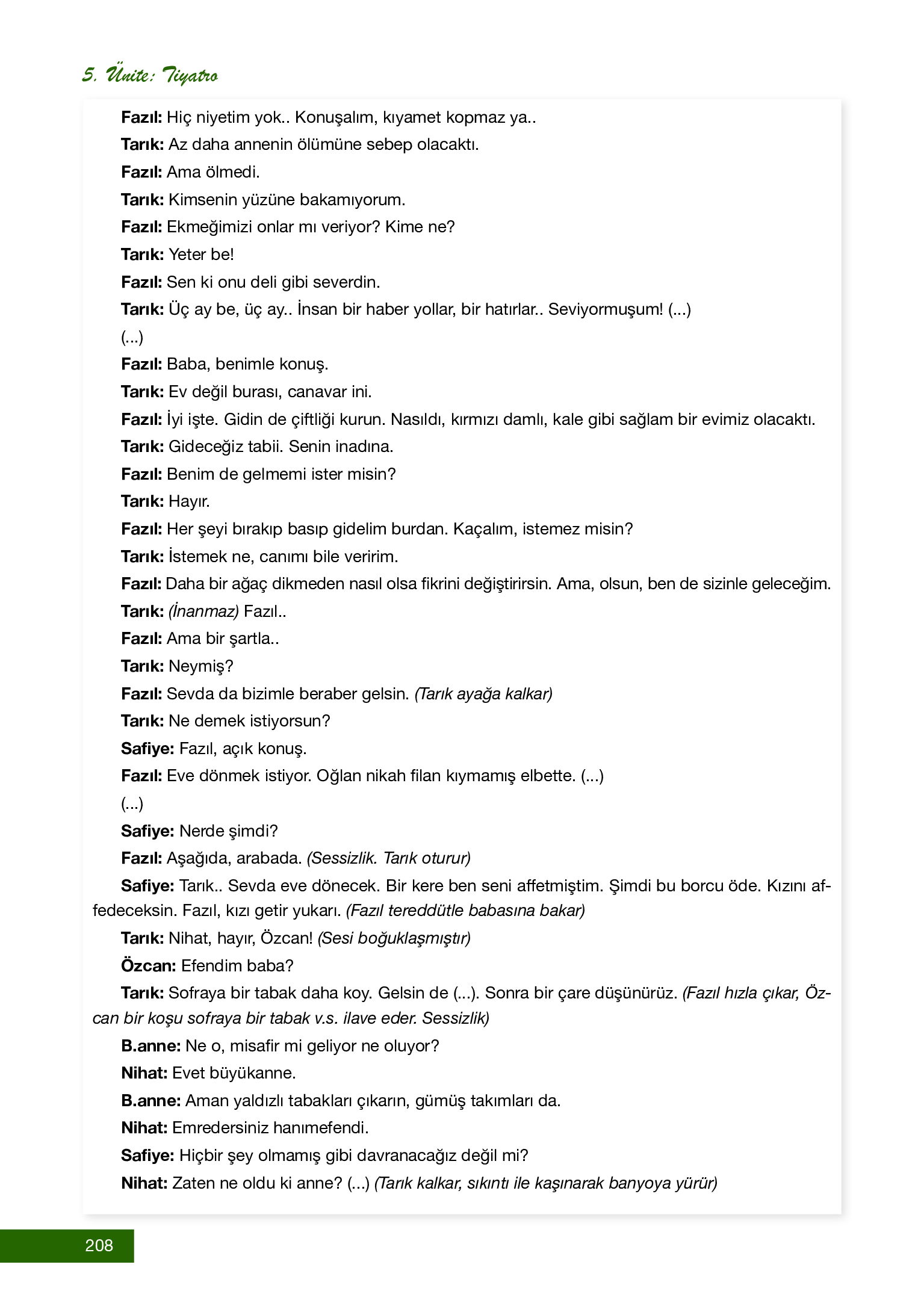 12. Sınıf Melis Yayınları Türk Dili Ve Edebiyatı Ders Kitabı Sayfa 208 Cevapları