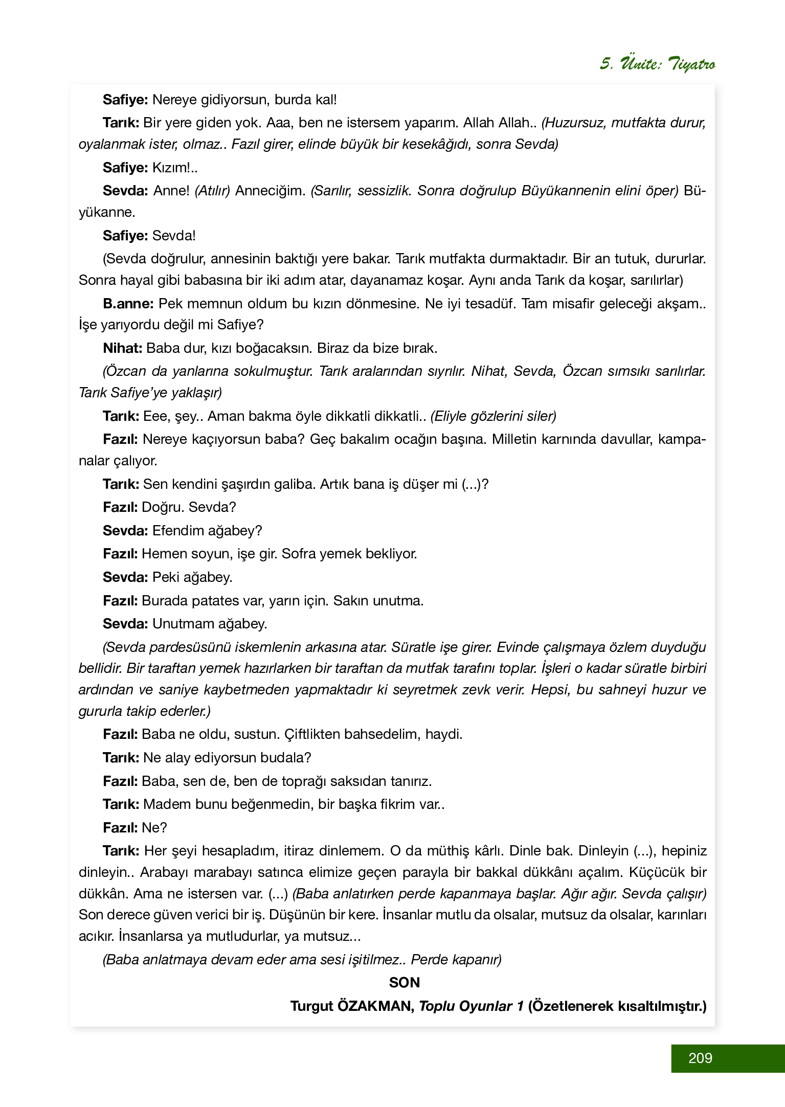 12. Sınıf Melis Yayınları Türk Dili Ve Edebiyatı Ders Kitabı Sayfa 209 Cevapları