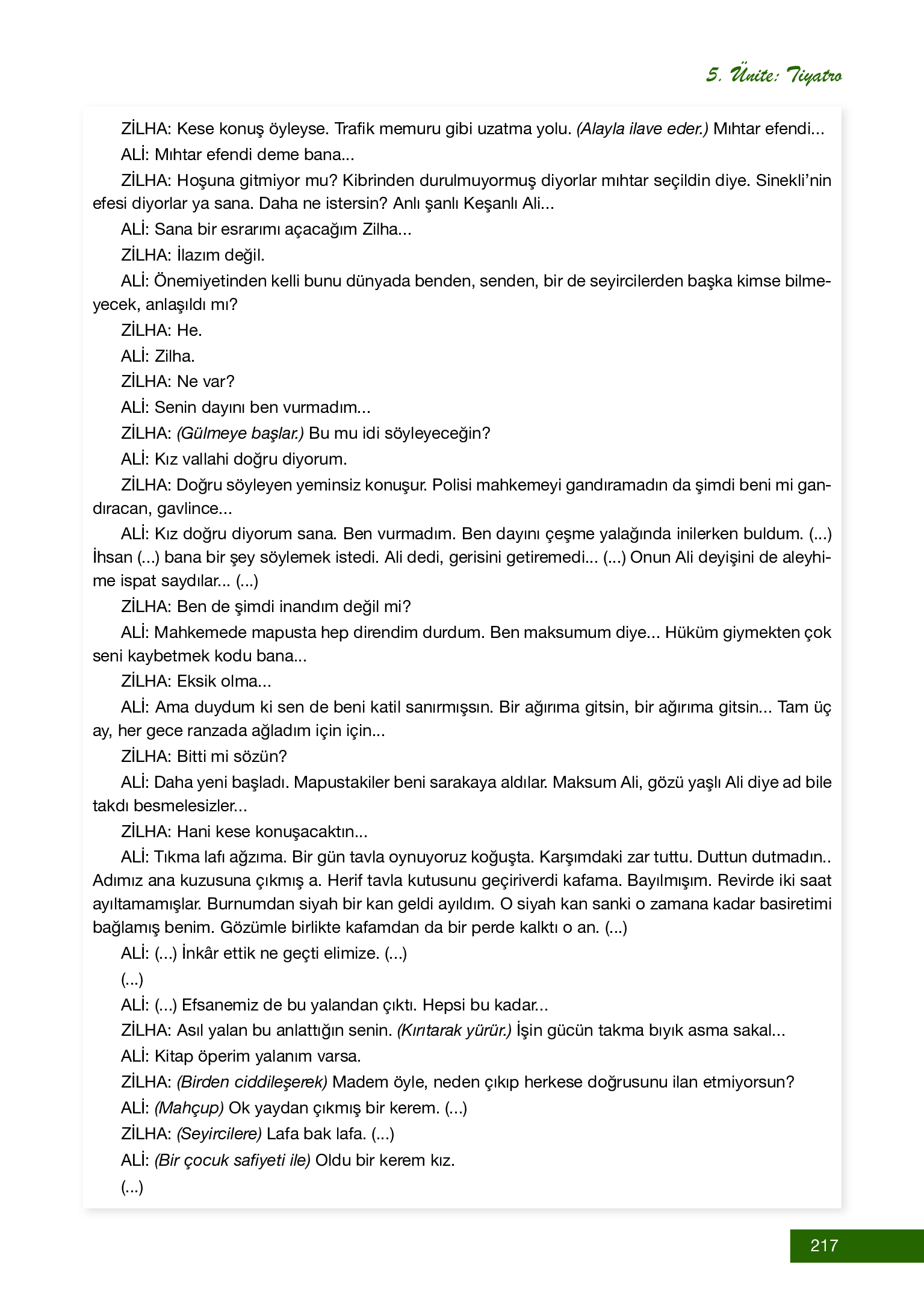 12. Sınıf Melis Yayınları Türk Dili Ve Edebiyatı Ders Kitabı Sayfa 217 Cevapları