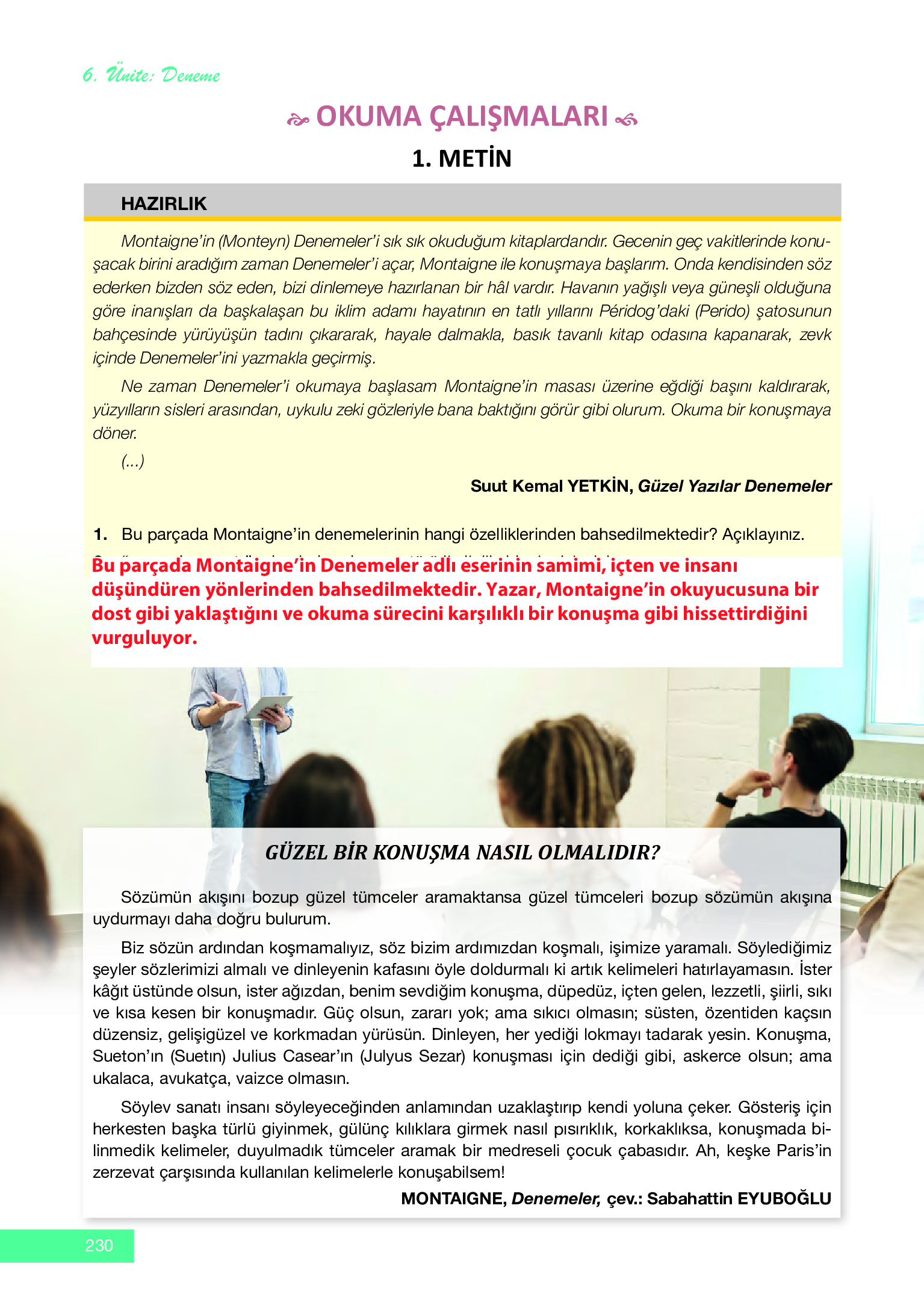 12. Sınıf Melis Yayınları Türk Dili Ve Edebiyatı Ders Kitabı Sayfa 230 Cevapları