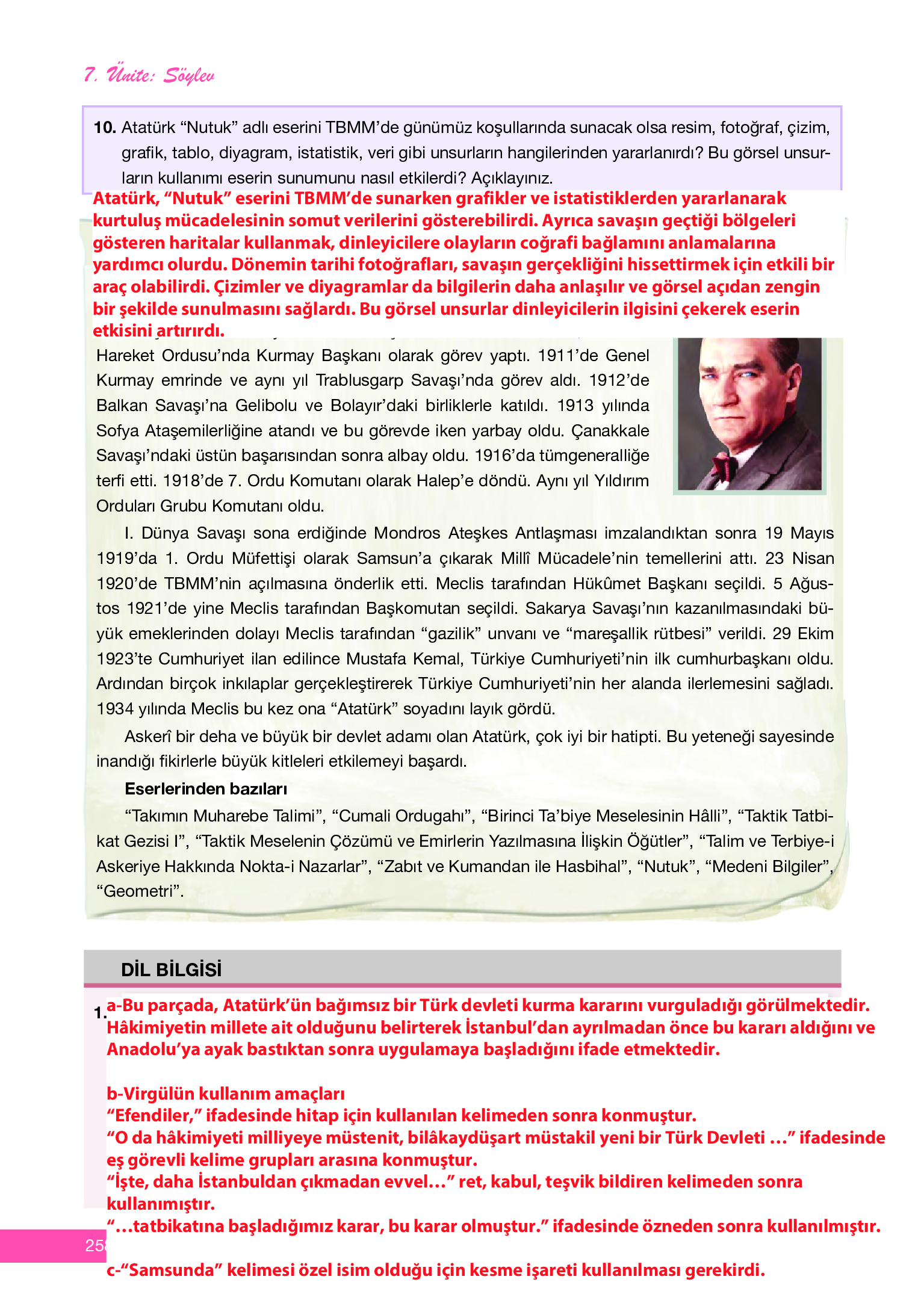 12. Sınıf Melis Yayınları Türk Dili Ve Edebiyatı Ders Kitabı Sayfa 258 Cevapları