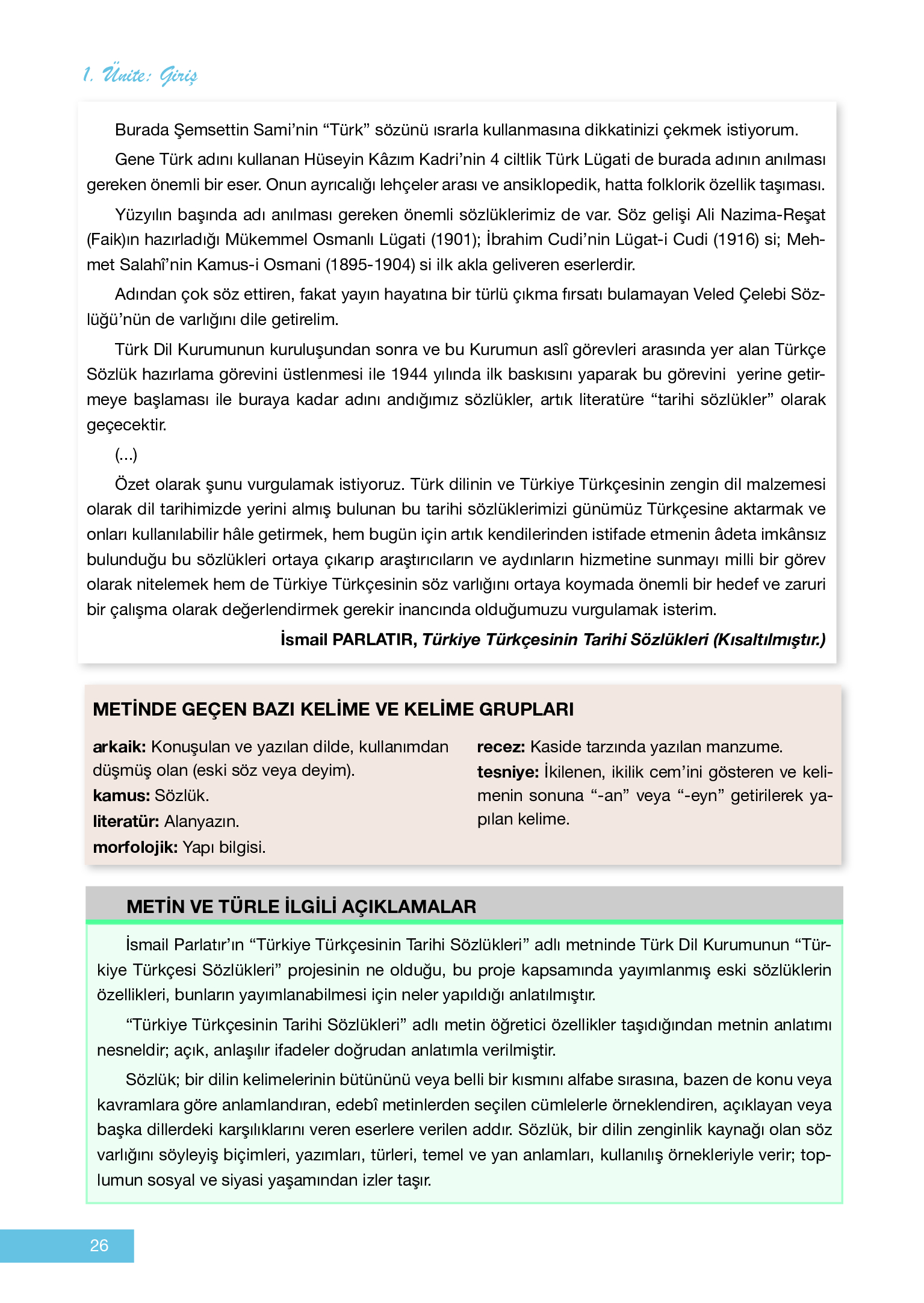 12. Sınıf Melis Yayınları Türk Dili Ve Edebiyatı Ders Kitabı Sayfa 26 Cevapları