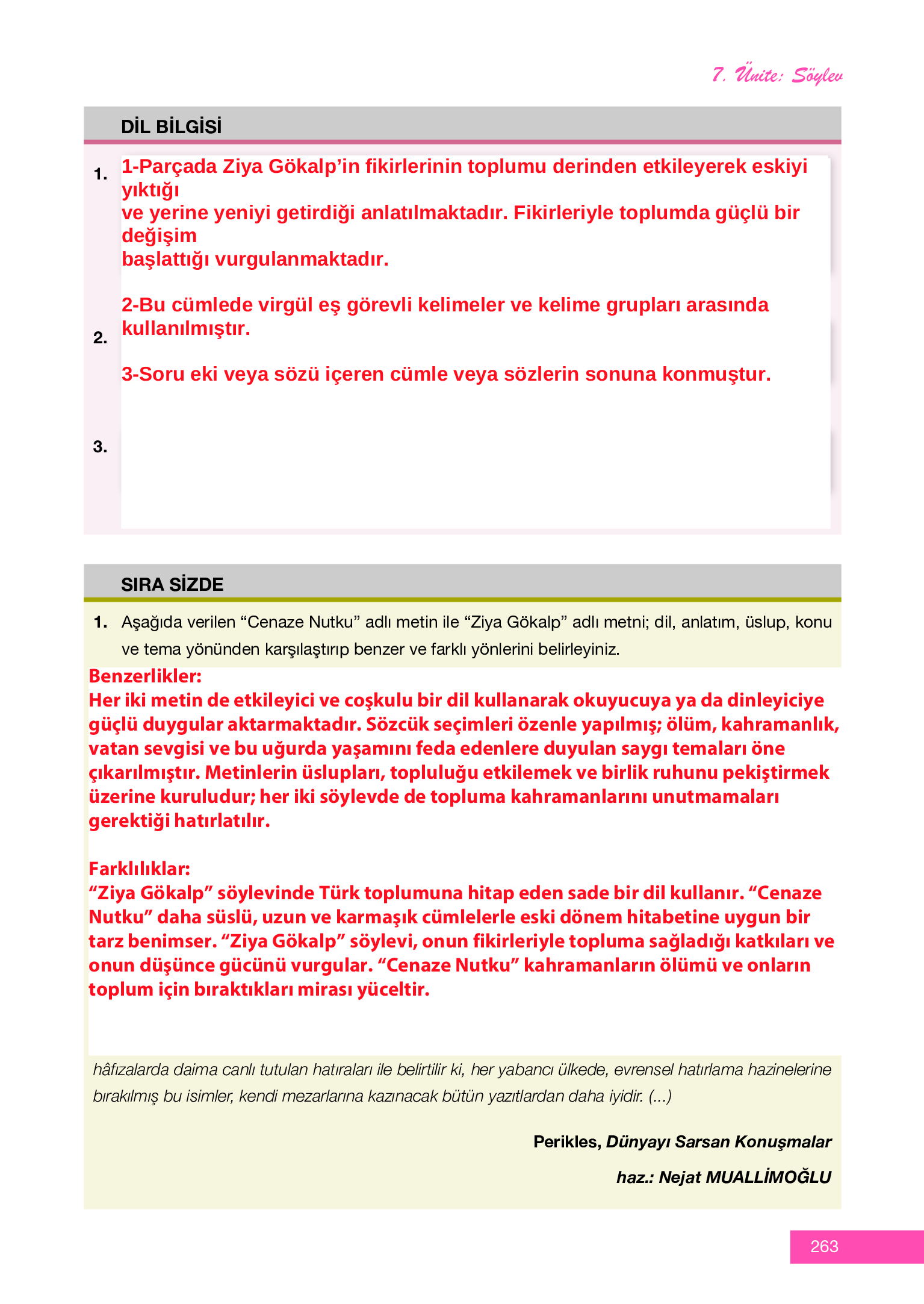 12. Sınıf Melis Yayınları Türk Dili Ve Edebiyatı Ders Kitabı Sayfa 263 Cevapları