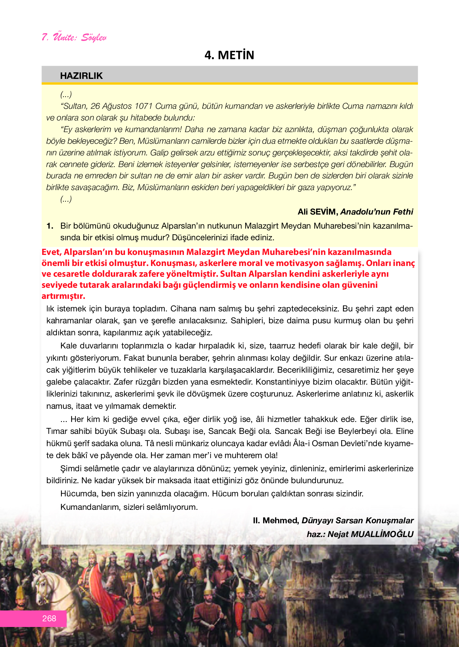 12. Sınıf Melis Yayınları Türk Dili Ve Edebiyatı Ders Kitabı Sayfa 268 Cevapları