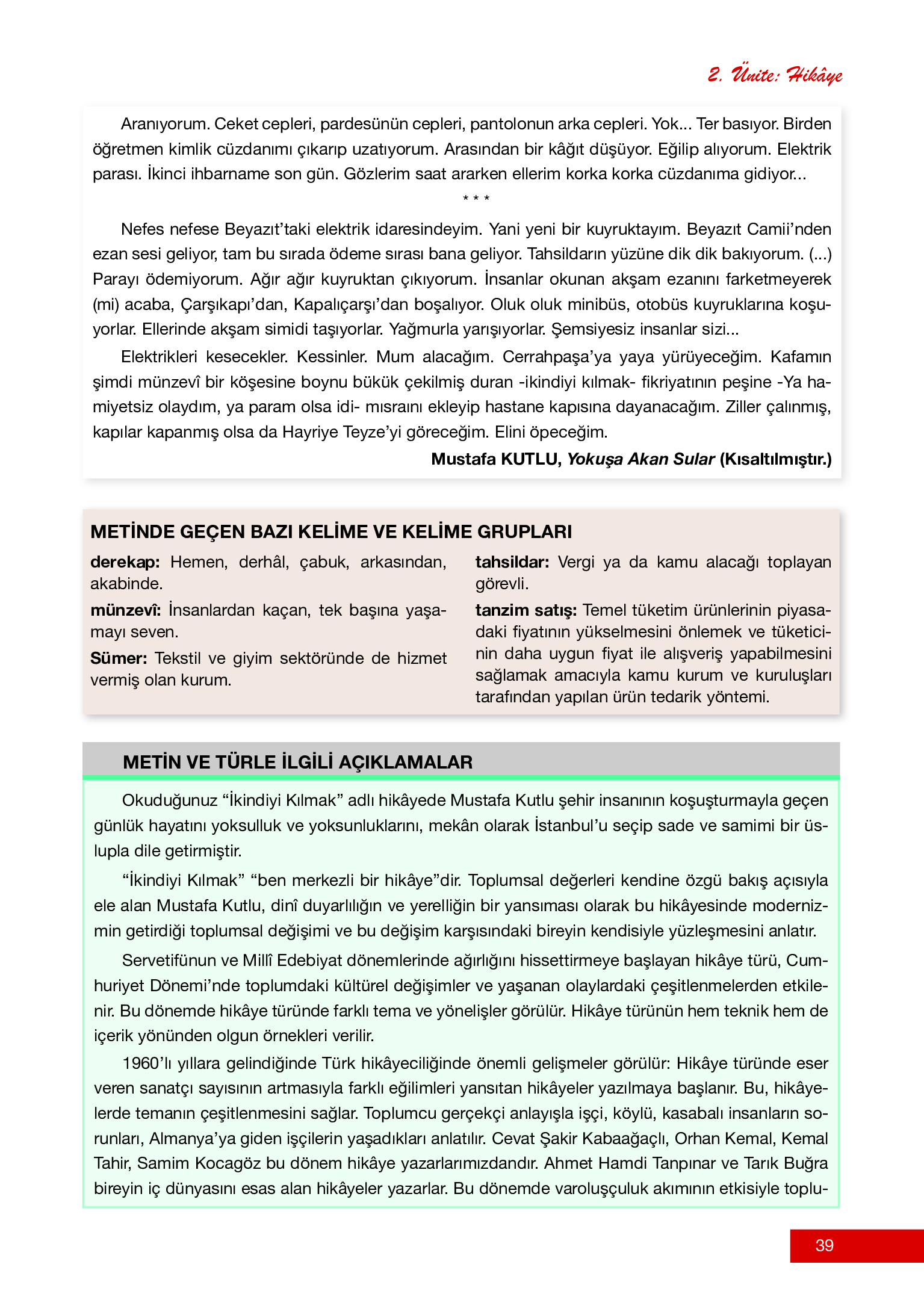 12. Sınıf Melis Yayınları Türk Dili Ve Edebiyatı Ders Kitabı Sayfa 39 Cevapları