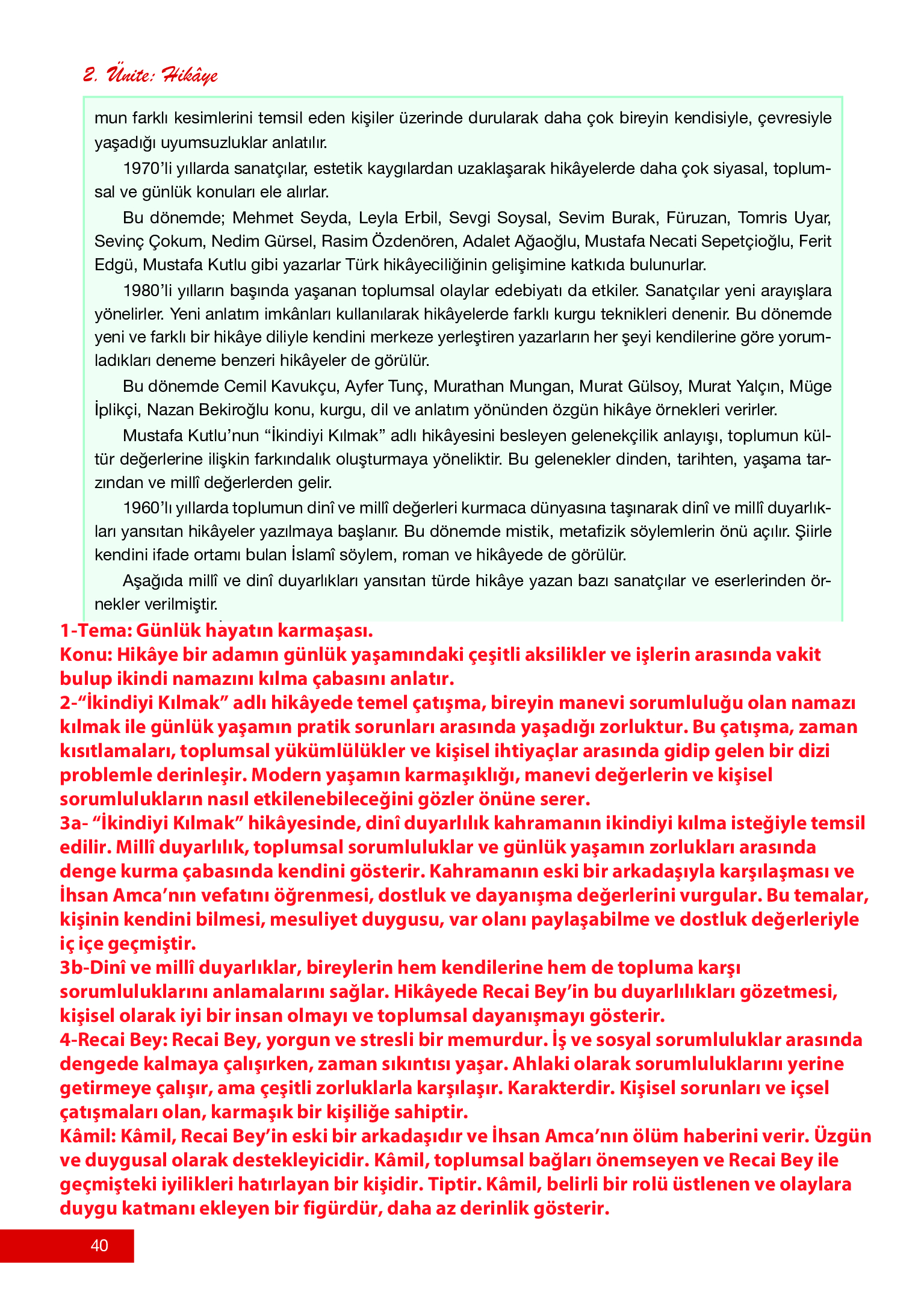 12. Sınıf Melis Yayınları Türk Dili Ve Edebiyatı Ders Kitabı Sayfa 40 Cevapları