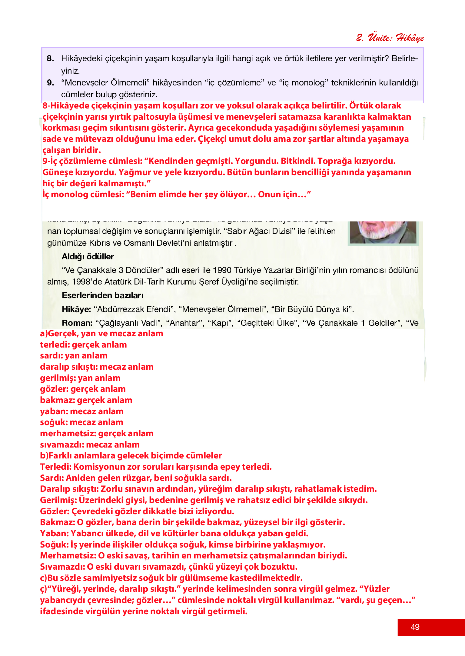 12. Sınıf Melis Yayınları Türk Dili Ve Edebiyatı Ders Kitabı Sayfa 49 Cevapları 12. Sınıf Melis Yayınları Türk Dili Ve Edebiyatı Ders Kitabı Sayfa 49 Cevapları
