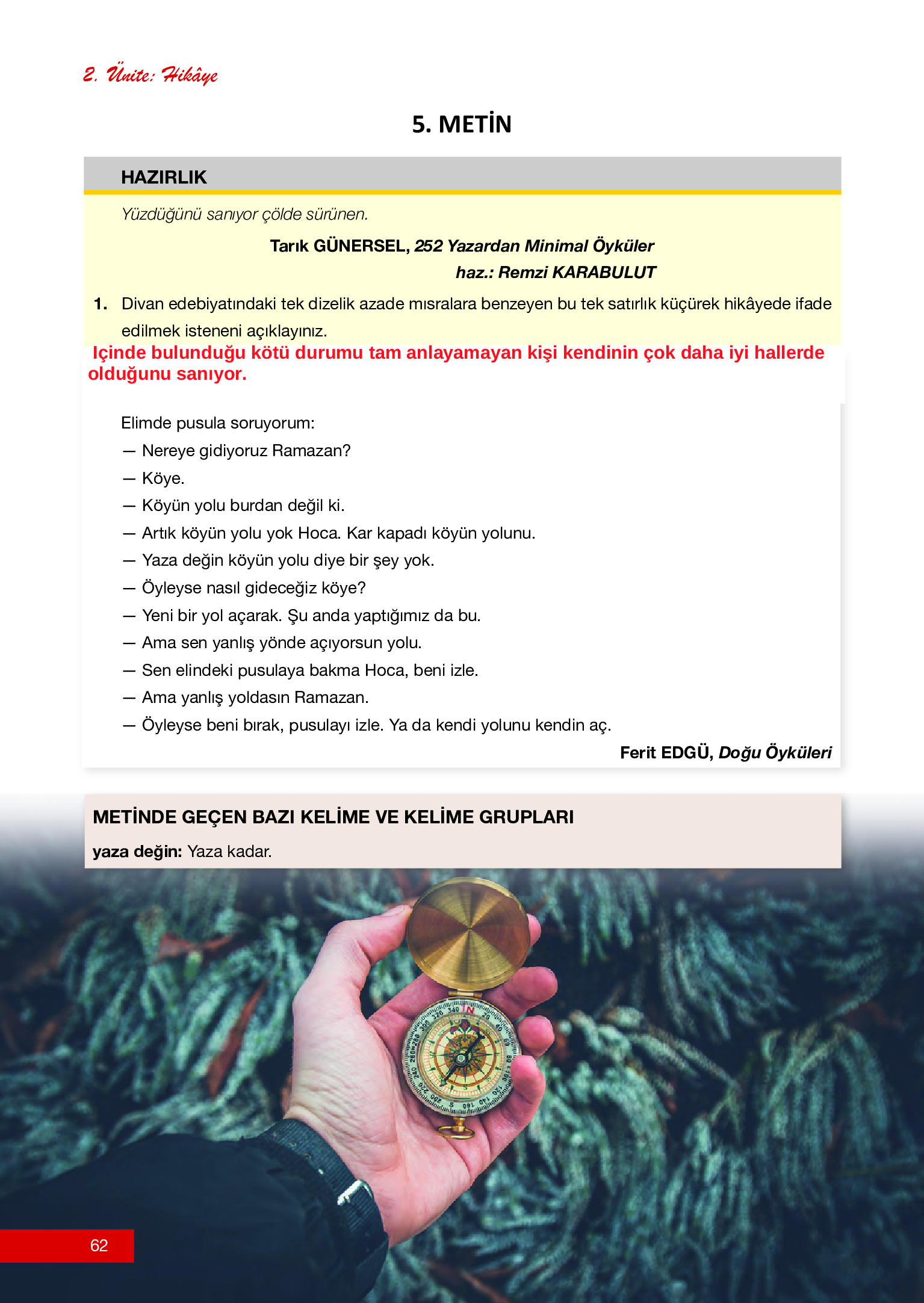 12. Sınıf Melis Yayınları Türk Dili Ve Edebiyatı Ders Kitabı Sayfa 62 Cevapları