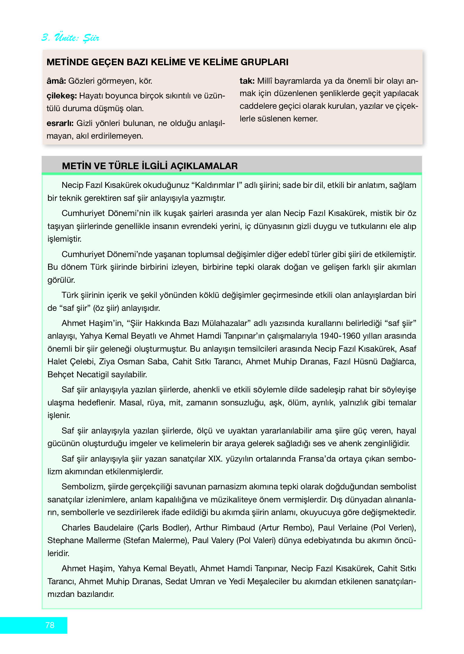 12. Sınıf Melis Yayınları Türk Dili Ve Edebiyatı Ders Kitabı Sayfa 78 Cevapları