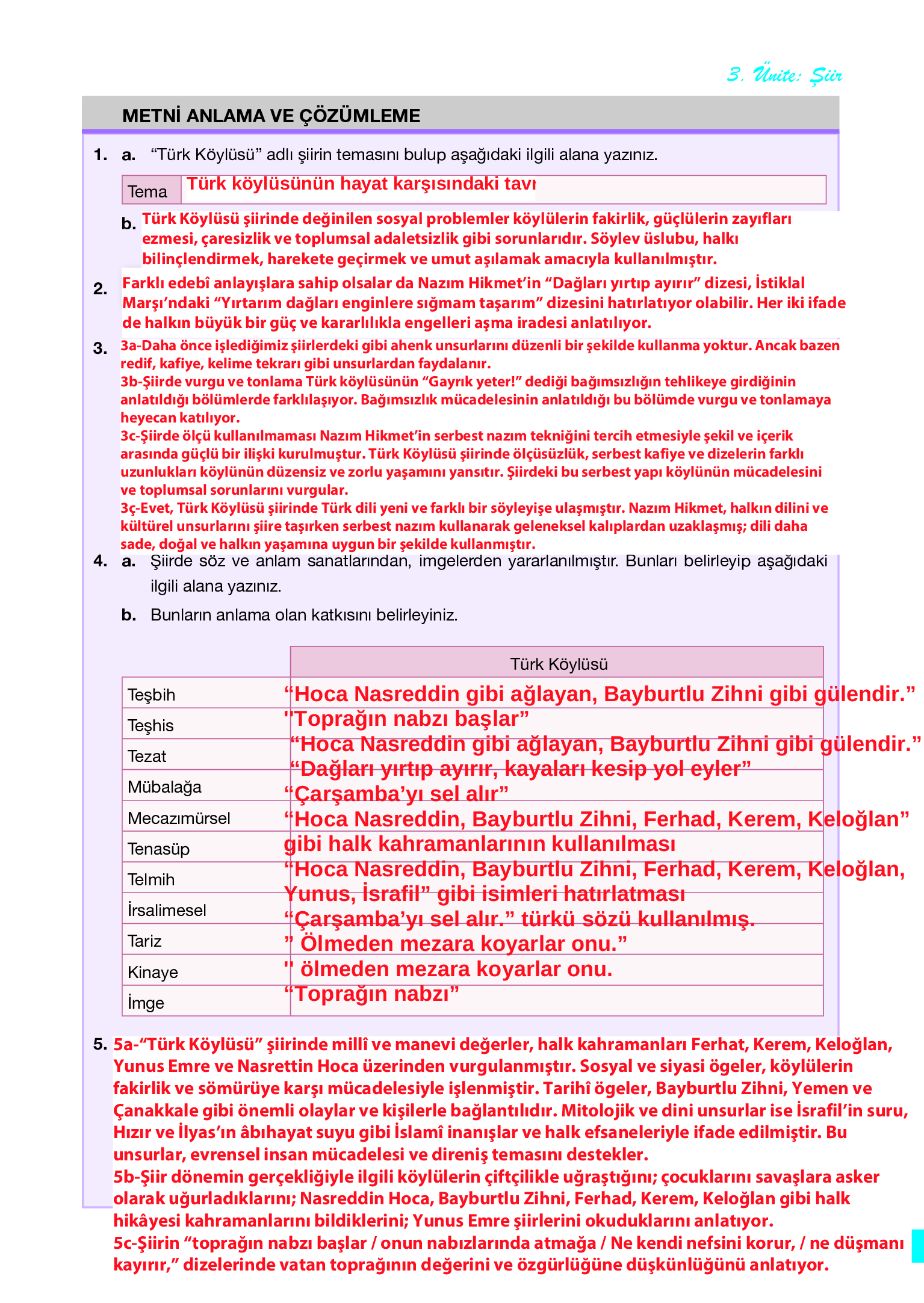 12. Sınıf Melis Yayınları Türk Dili Ve Edebiyatı Ders Kitabı Sayfa 89 Cevapları