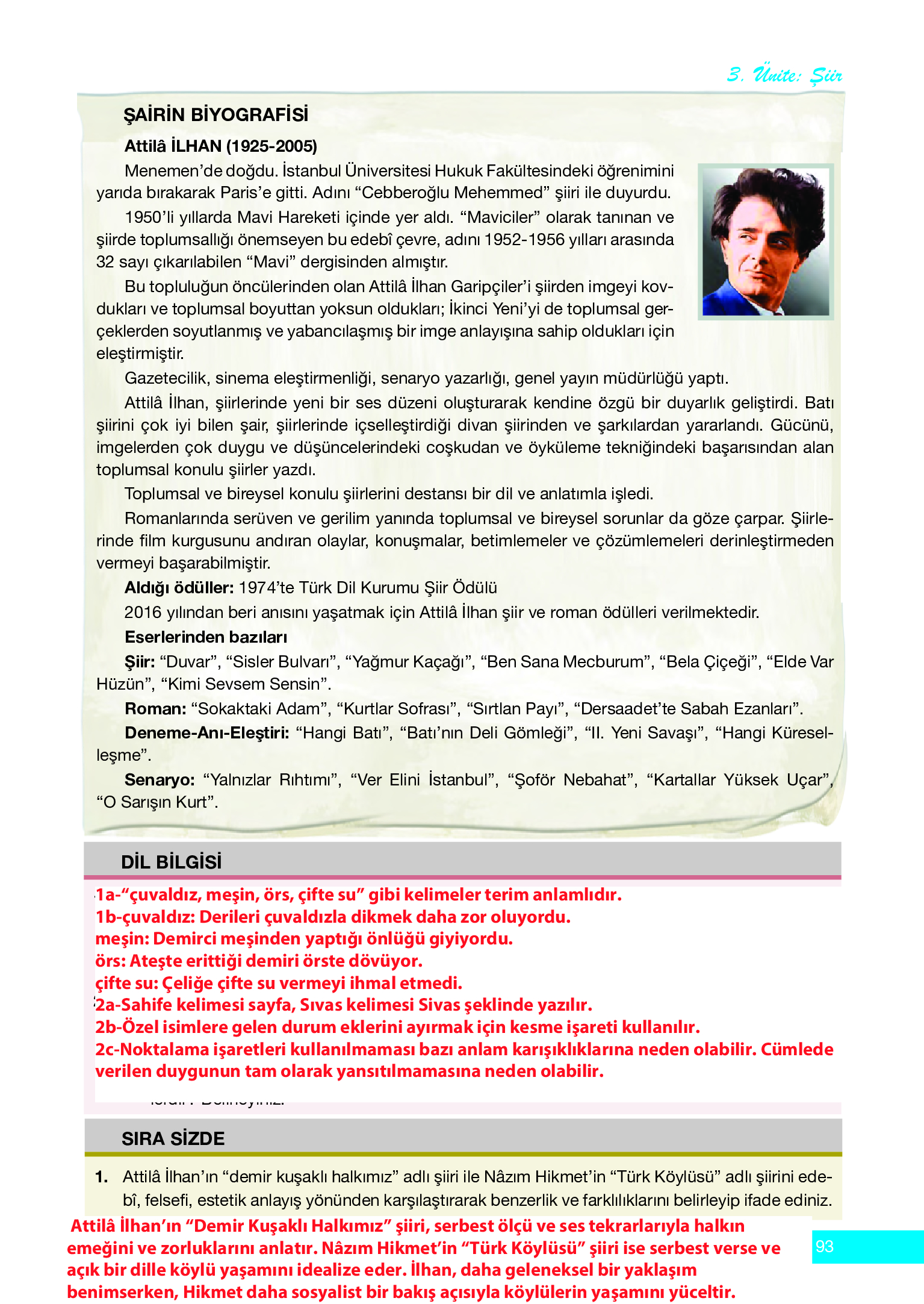 12. Sınıf Melis Yayınları Türk Dili Ve Edebiyatı Ders Kitabı Sayfa 93 Cevapları 12. Sınıf Melis Yayınları Türk Dili Ve Edebiyatı Ders Kitabı Sayfa 93 Cevapları