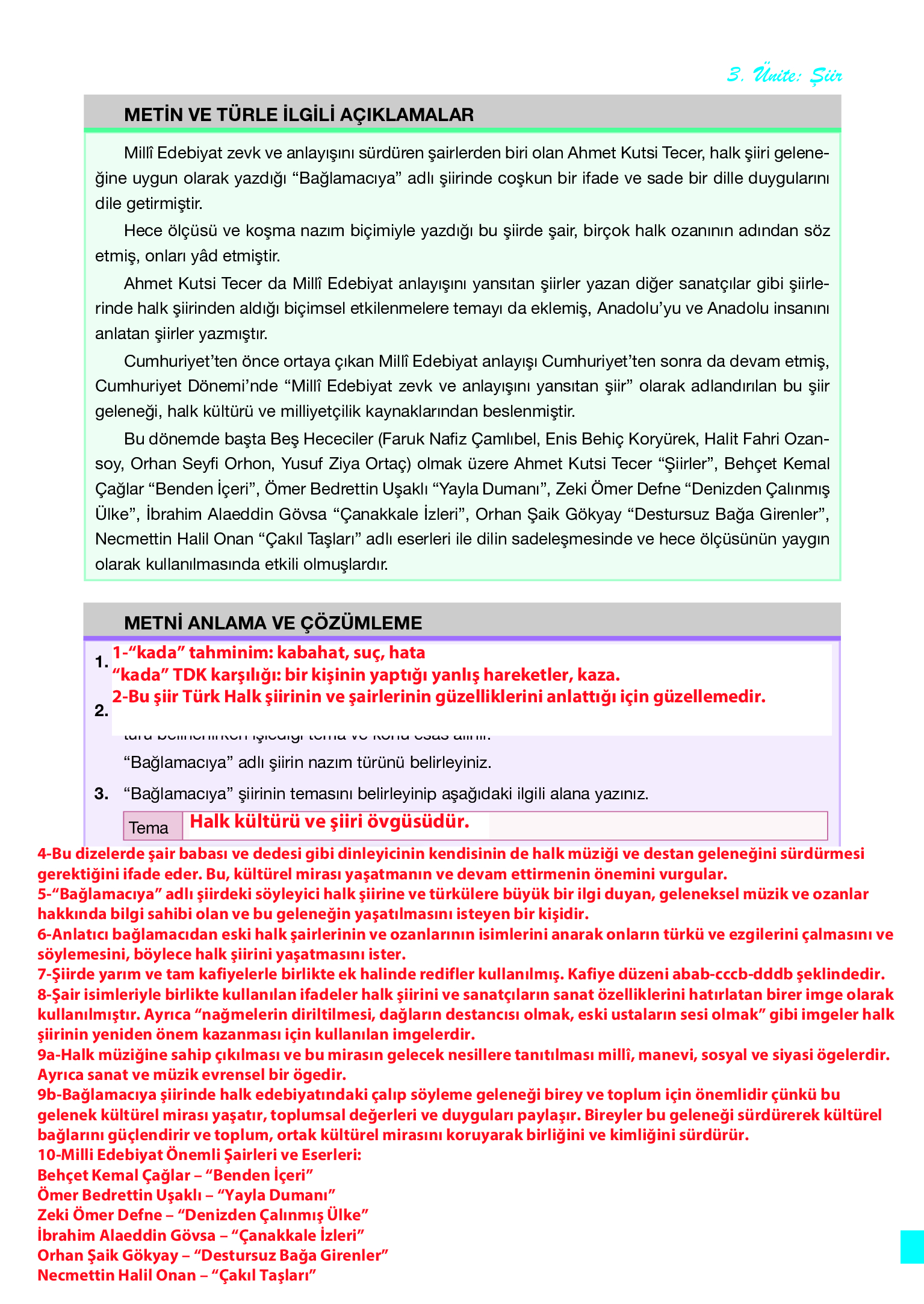 12. Sınıf Melis Yayınları Türk Dili Ve Edebiyatı Ders Kitabı Sayfa 95 Cevapları