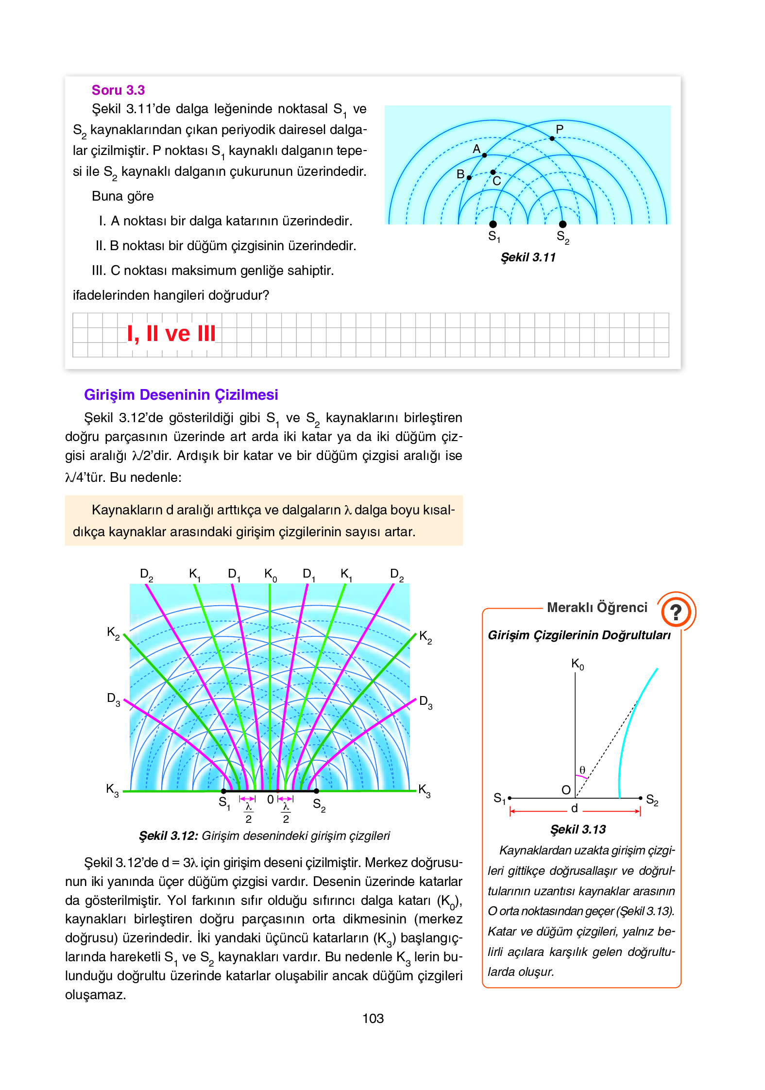 12. Sınıf Yıldırım Yayınları Fizik Ders Kitabı Sayfa 103 Cevapları
