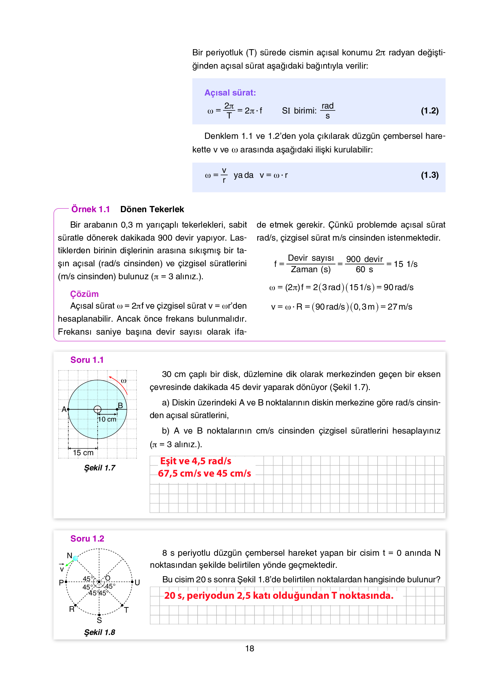 12. Sınıf Yıldırım Yayınları Fizik Ders Kitabı Sayfa 18 Cevapları