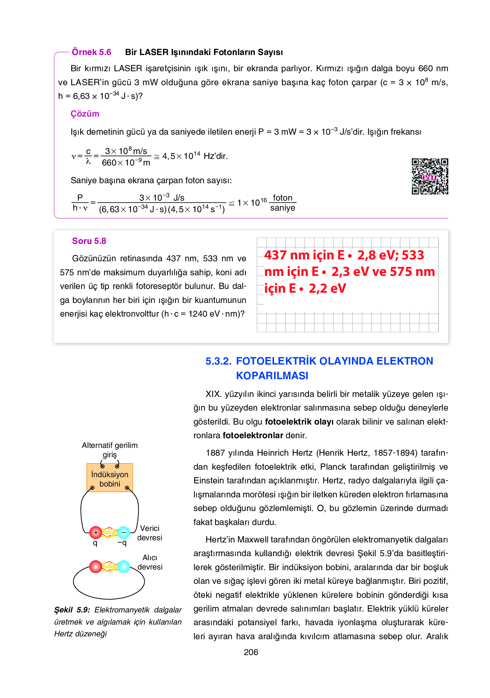 12. Sınıf Yıldırım Yayınları Fizik Ders Kitabı Sayfa 206 Cevapları