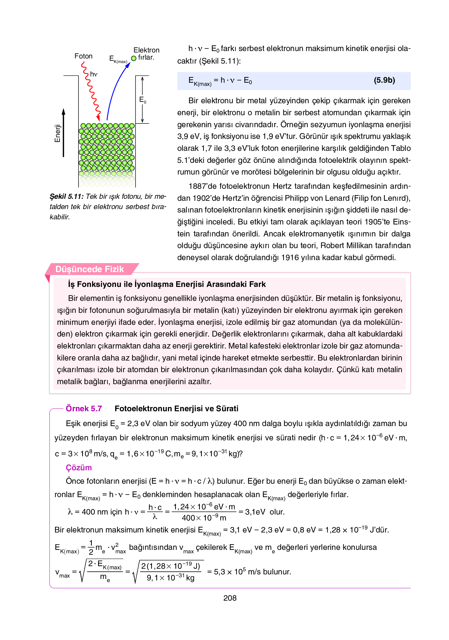 12. Sınıf Yıldırım Yayınları Fizik Ders Kitabı Sayfa 208 Cevapları