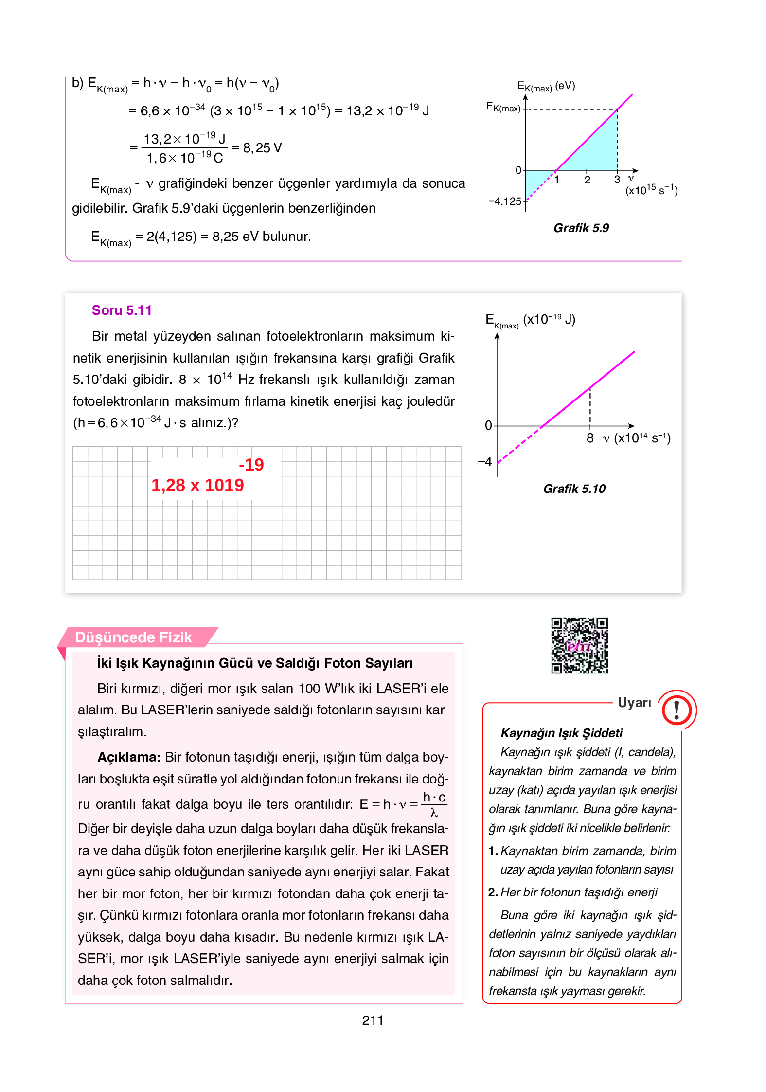12. Sınıf Yıldırım Yayınları Fizik Ders Kitabı Sayfa 211 Cevapları