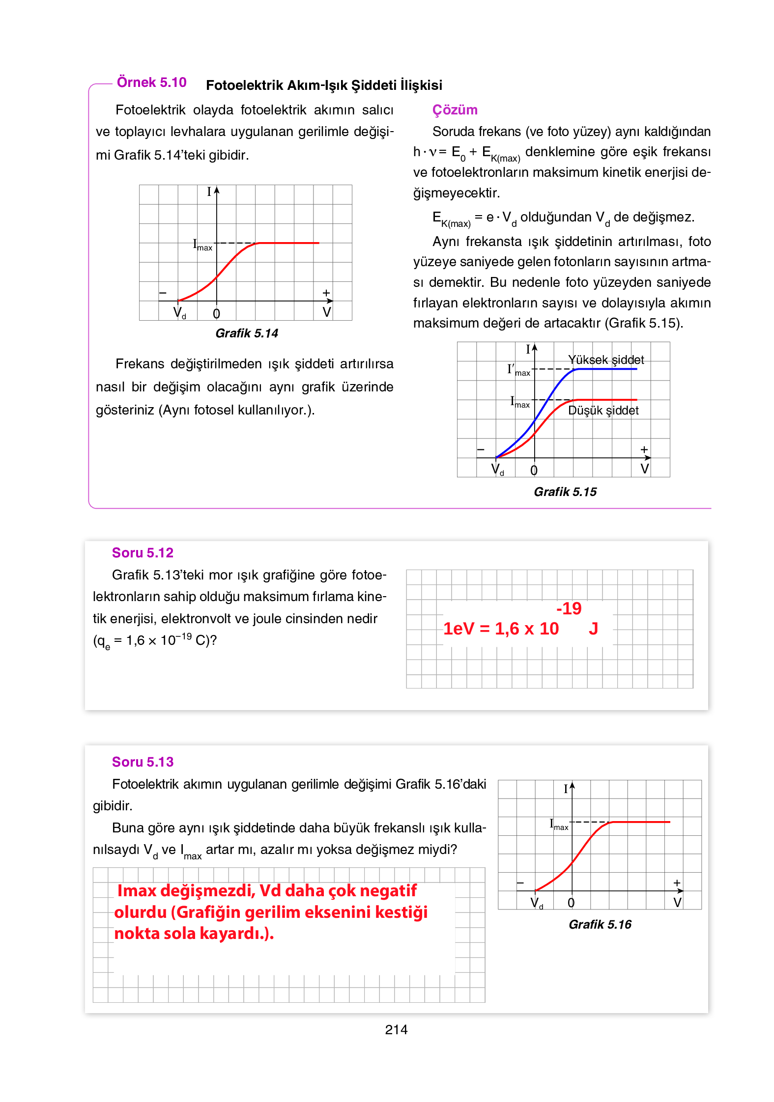12. Sınıf Yıldırım Yayınları Fizik Ders Kitabı Sayfa 214 Cevapları