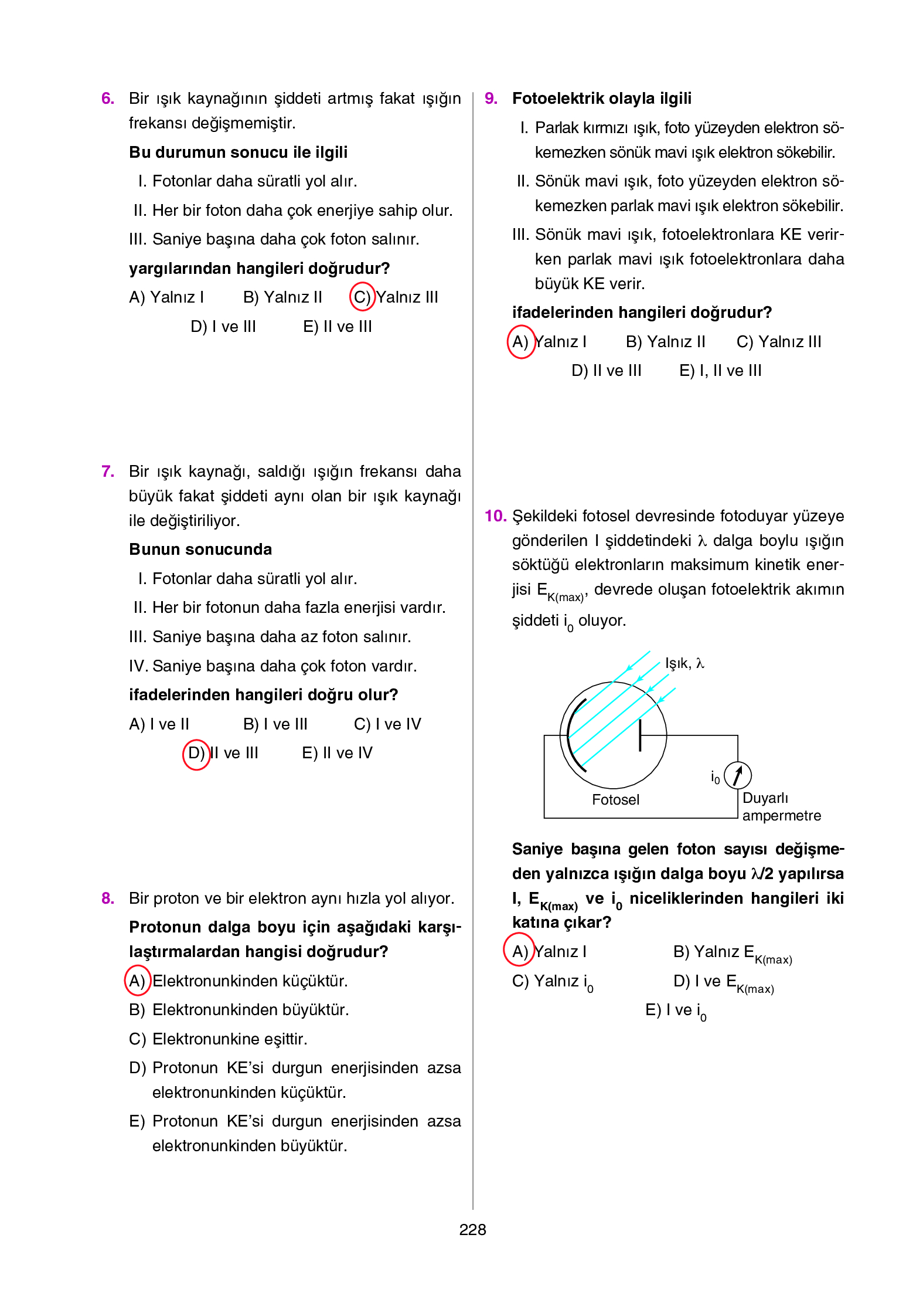 12. Sınıf Yıldırım Yayınları Fizik Ders Kitabı Sayfa 228 Cevapları