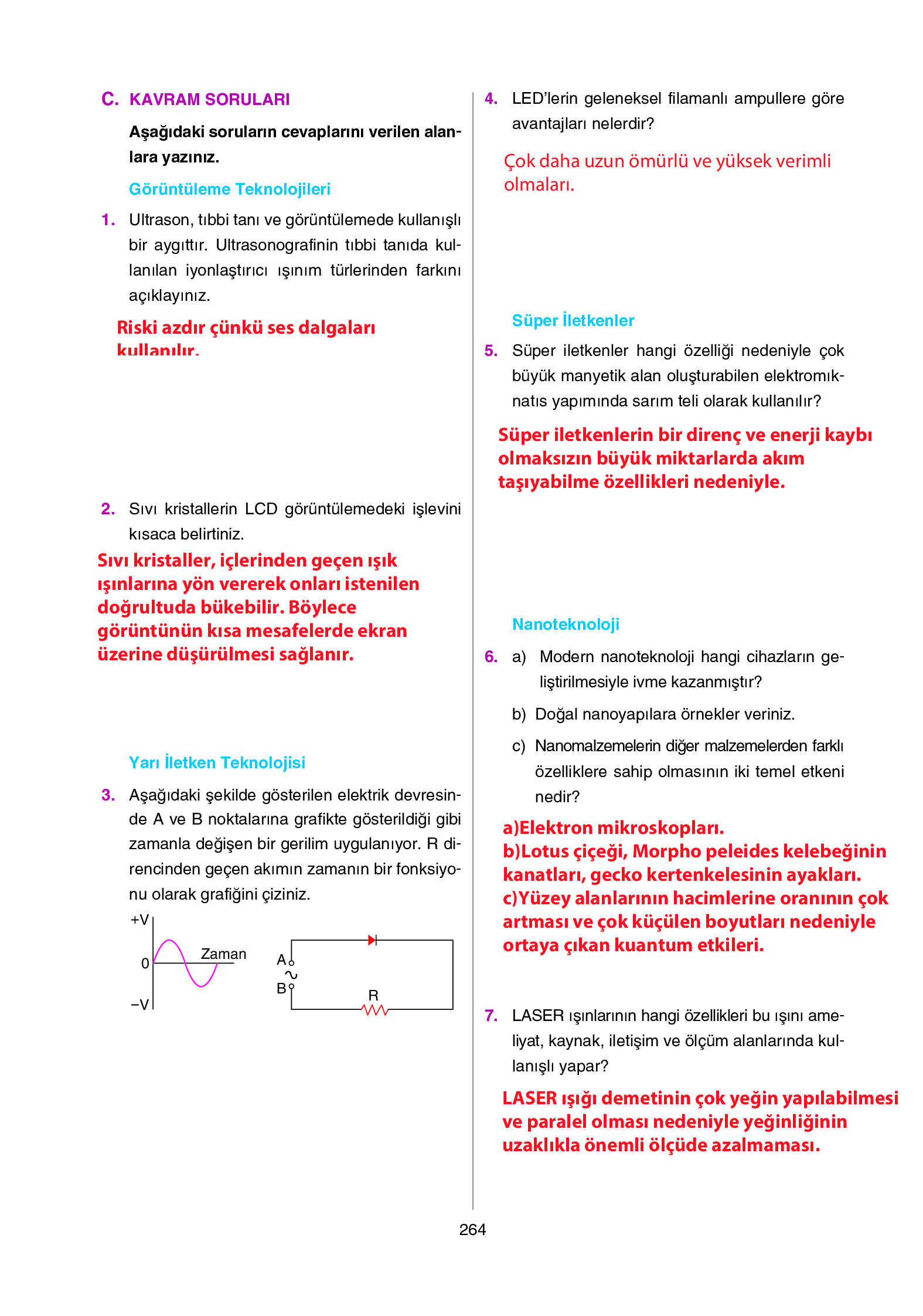 12. Sınıf Yıldırım Yayınları Fizik Ders Kitabı Sayfa 264 Cevapları