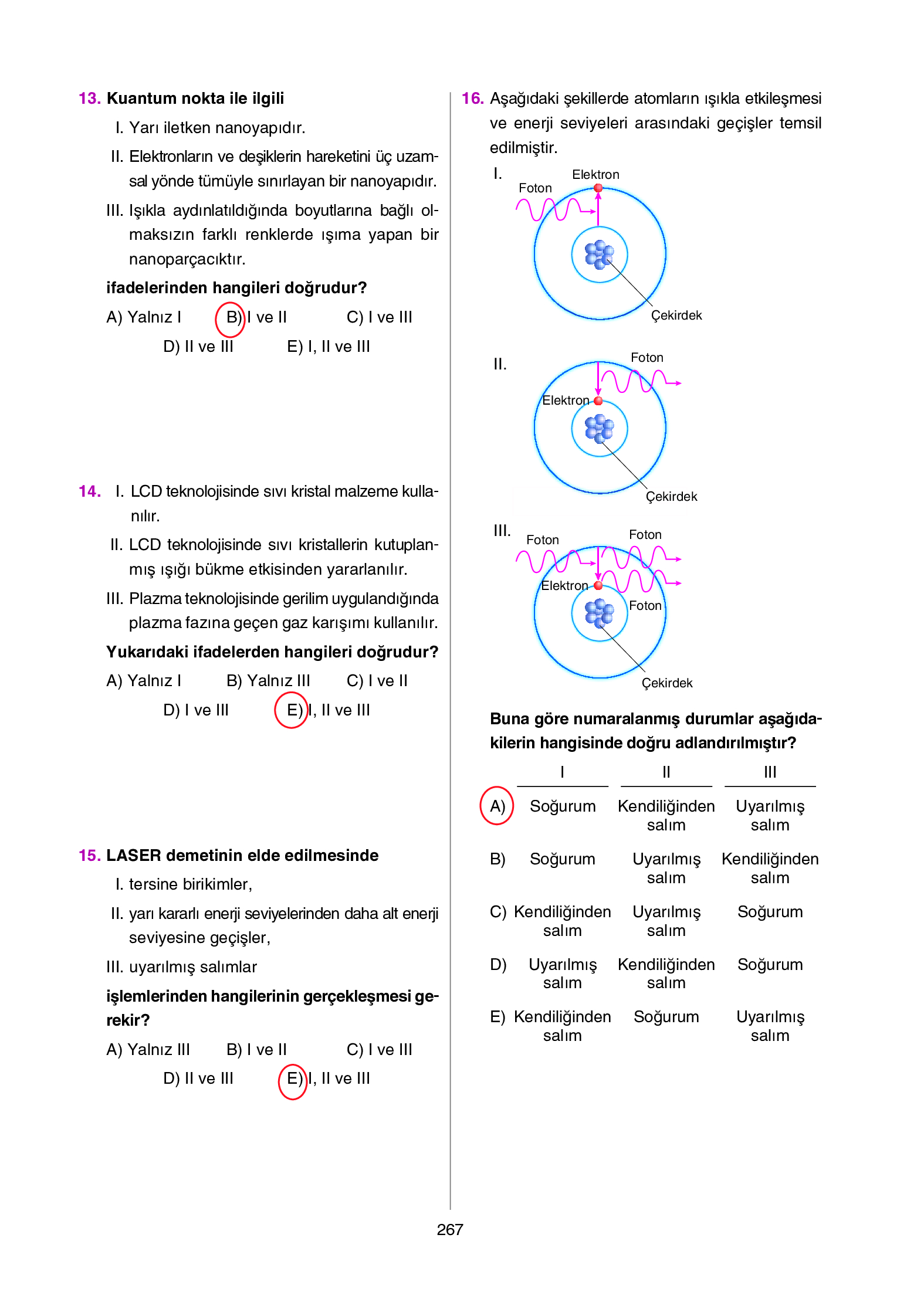 12. Sınıf Yıldırım Yayınları Fizik Ders Kitabı Sayfa 267 Cevapları