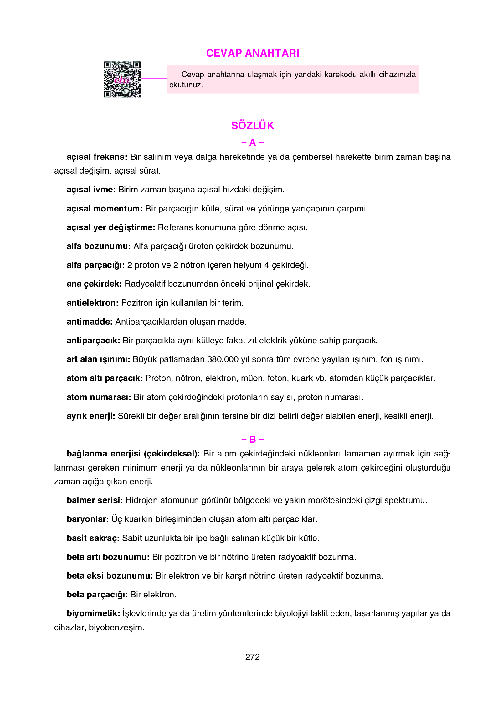 12. Sınıf Yıldırım Yayınları Fizik Ders Kitabı Sayfa 272 Cevapları