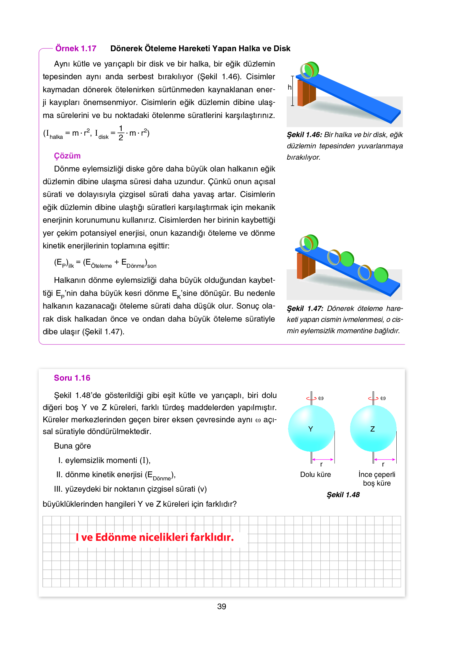 12. Sınıf Yıldırım Yayınları Fizik Ders Kitabı Sayfa 39 Cevapları