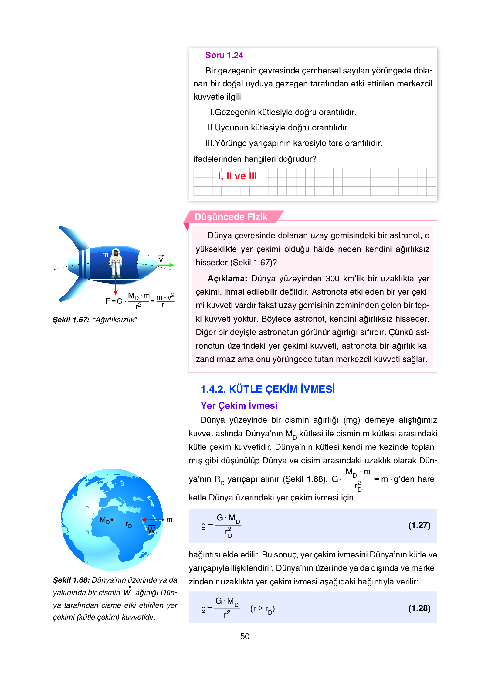 12. Sınıf Yıldırım Yayınları Fizik Ders Kitabı Sayfa 50 Cevapları