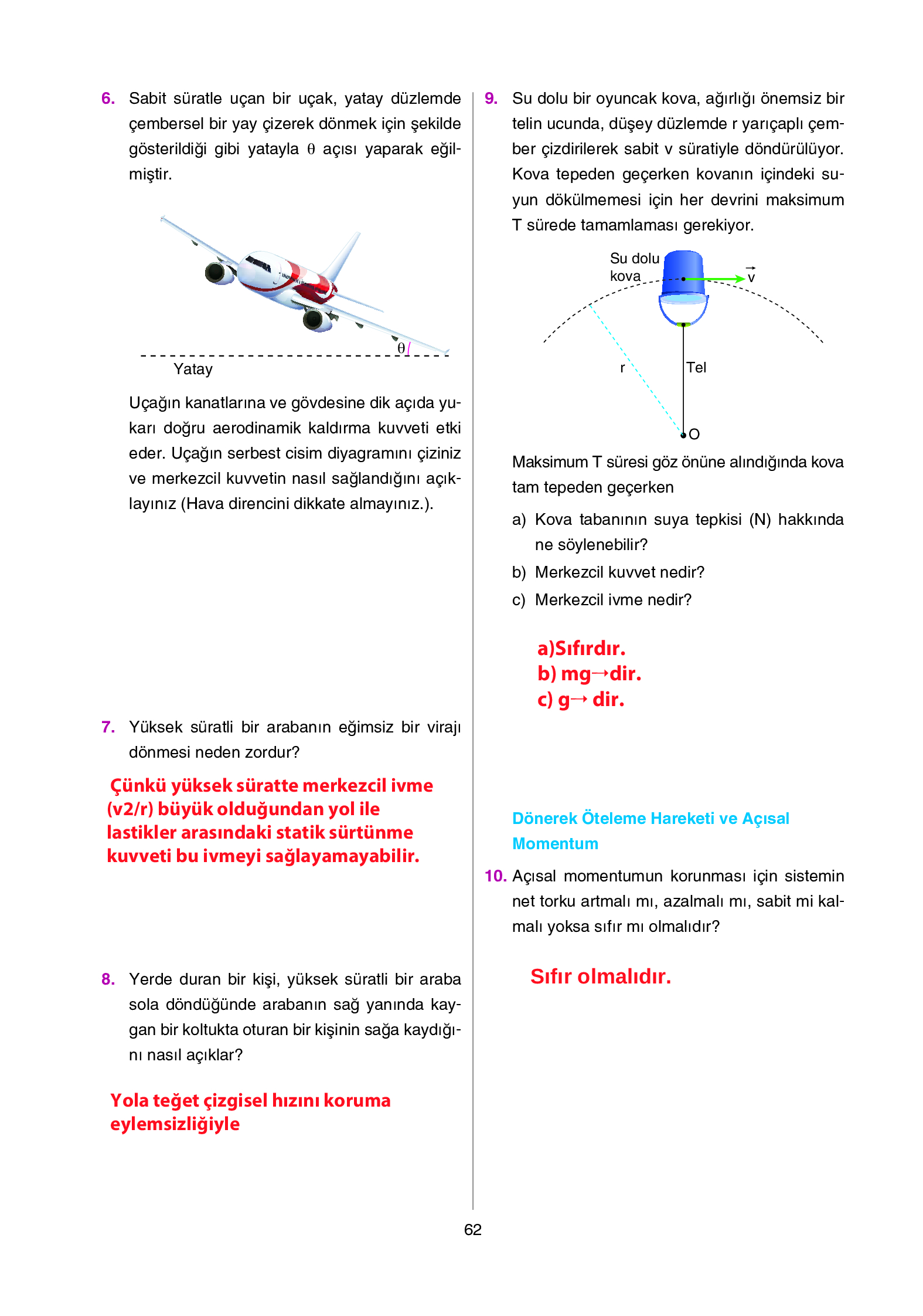 12. Sınıf Yıldırım Yayınları Fizik Ders Kitabı Sayfa 62 Cevapları