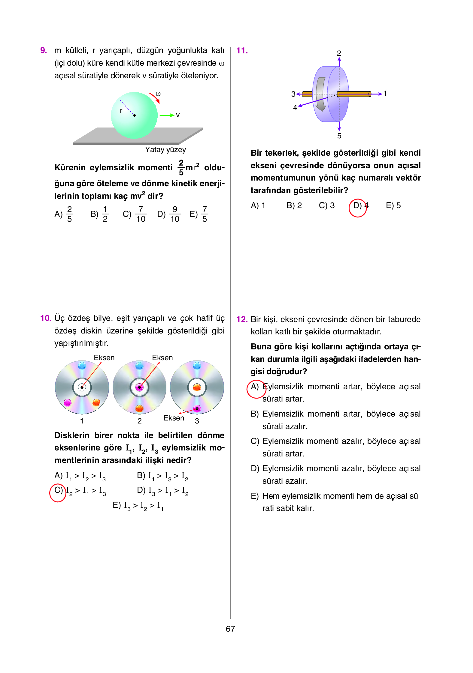 12. Sınıf Yıldırım Yayınları Fizik Ders Kitabı Sayfa 67 Cevapları