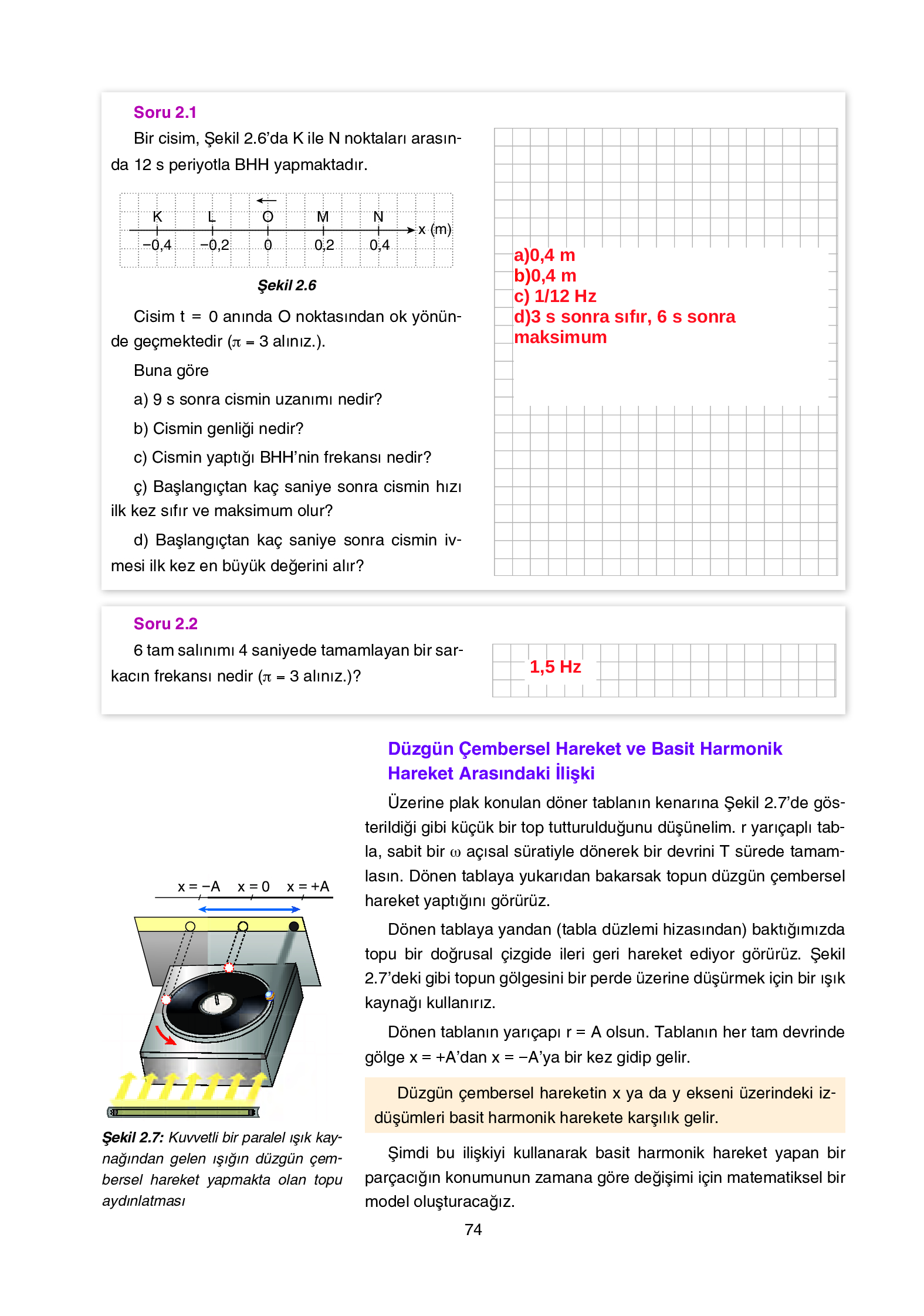 12. Sınıf Yıldırım Yayınları Fizik Ders Kitabı Sayfa 74 Cevapları